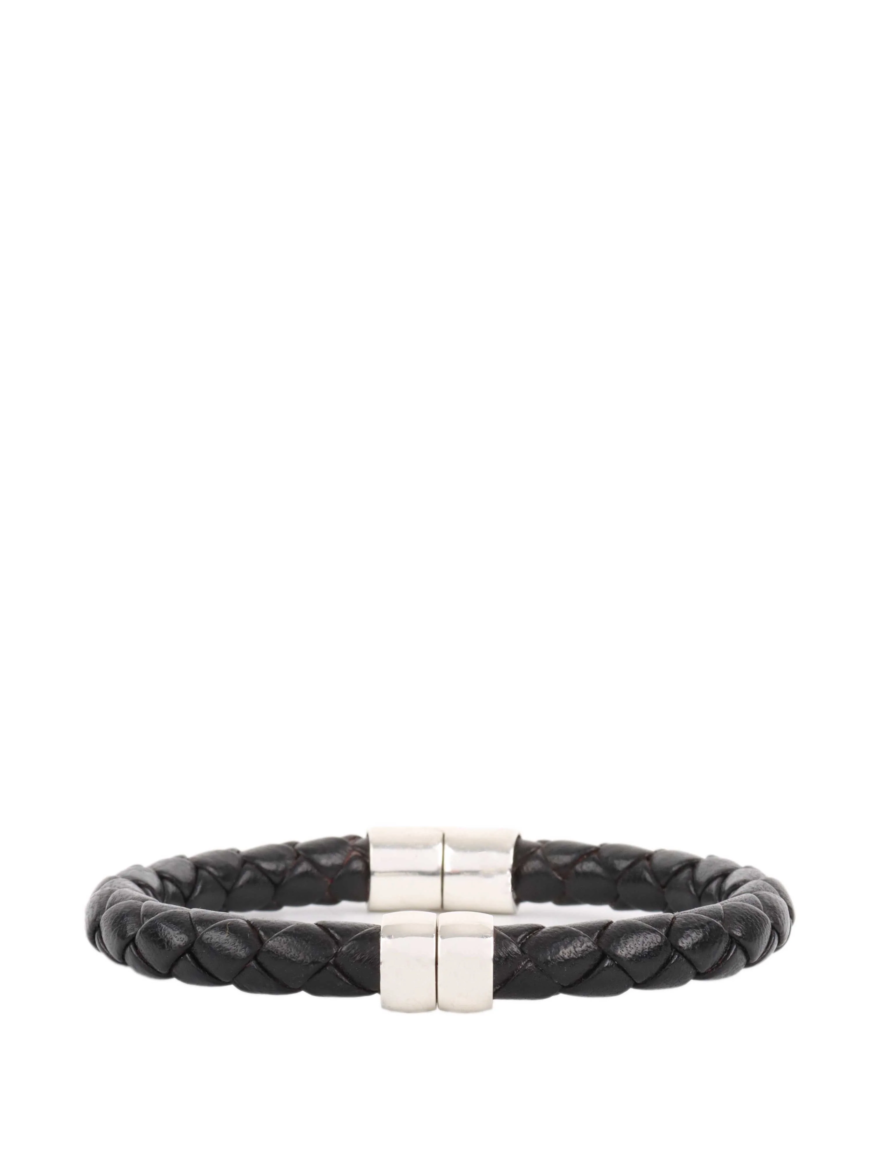 Bottega Veneta Black Knot Leather Bracelet.