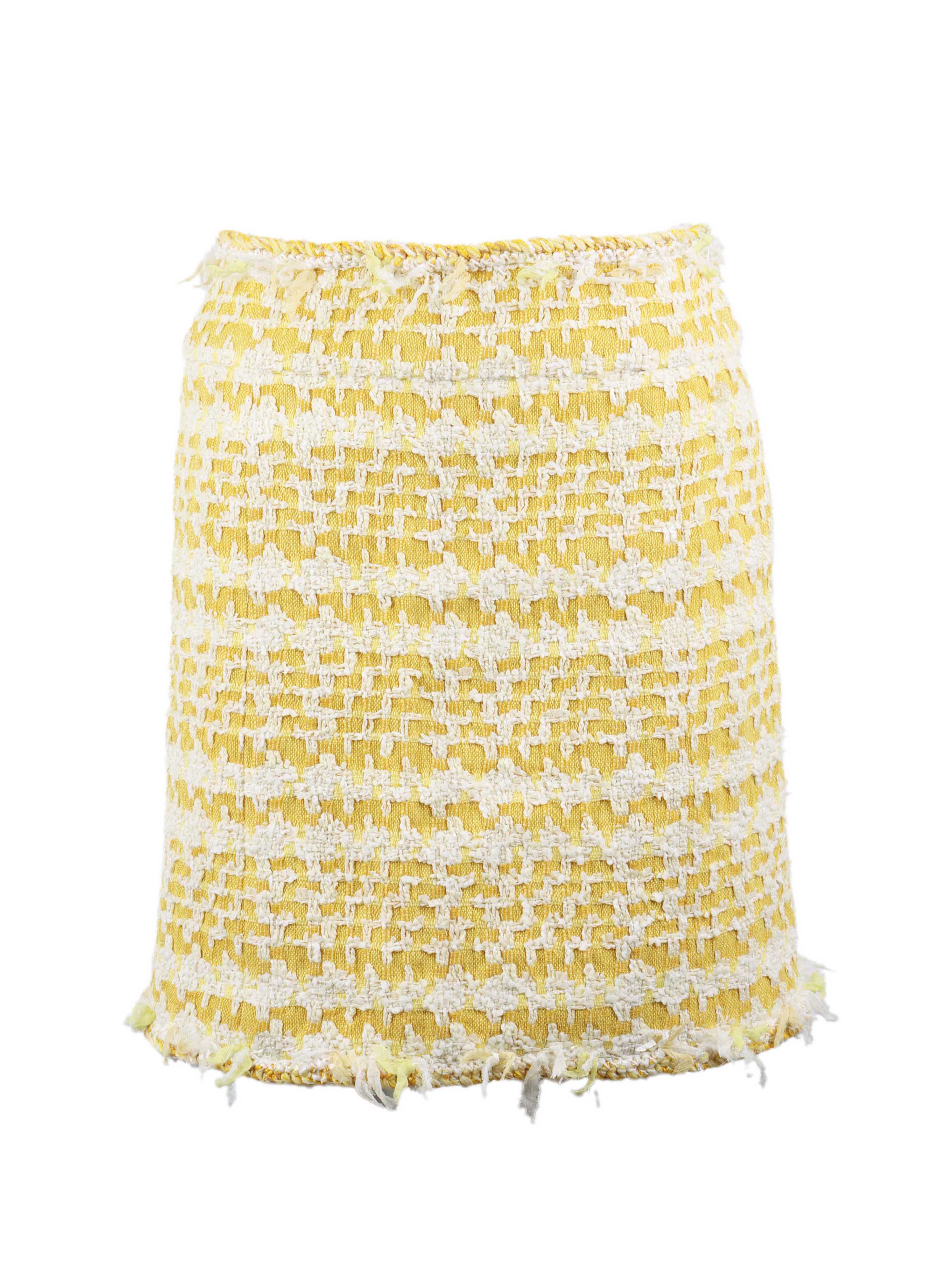 Chanel Yellow Tweed Mini Skirt.