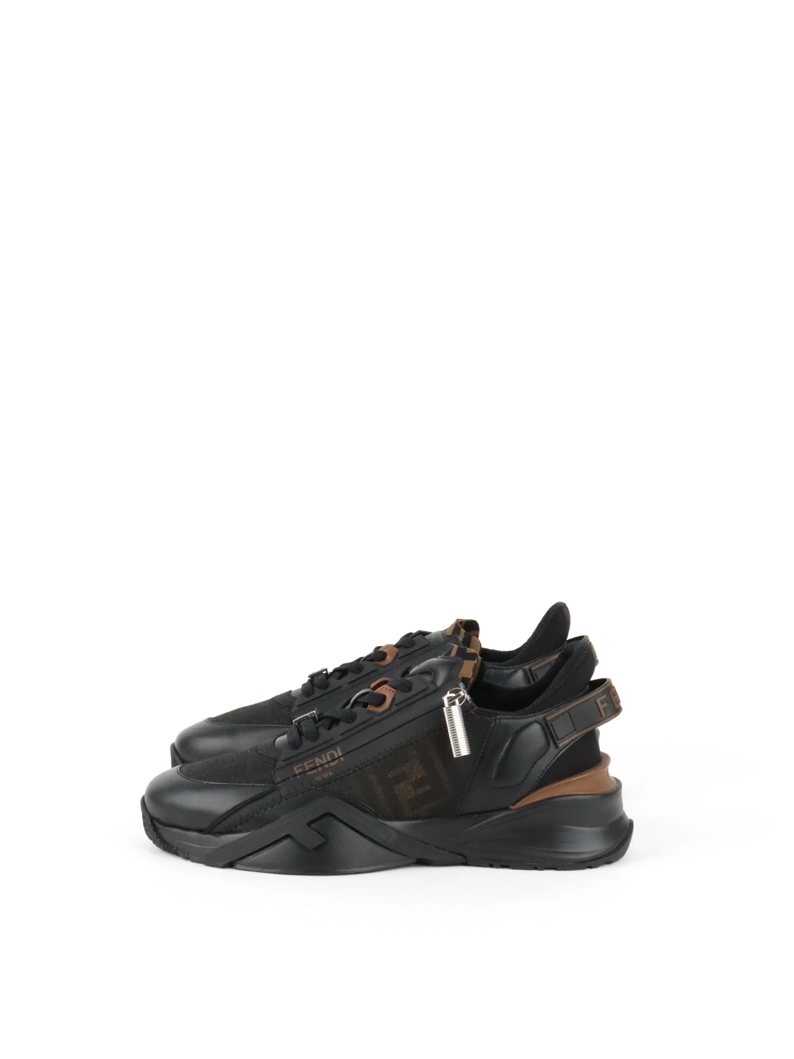 Fendi Brown Black Flow Low-top Sneakers size UK8