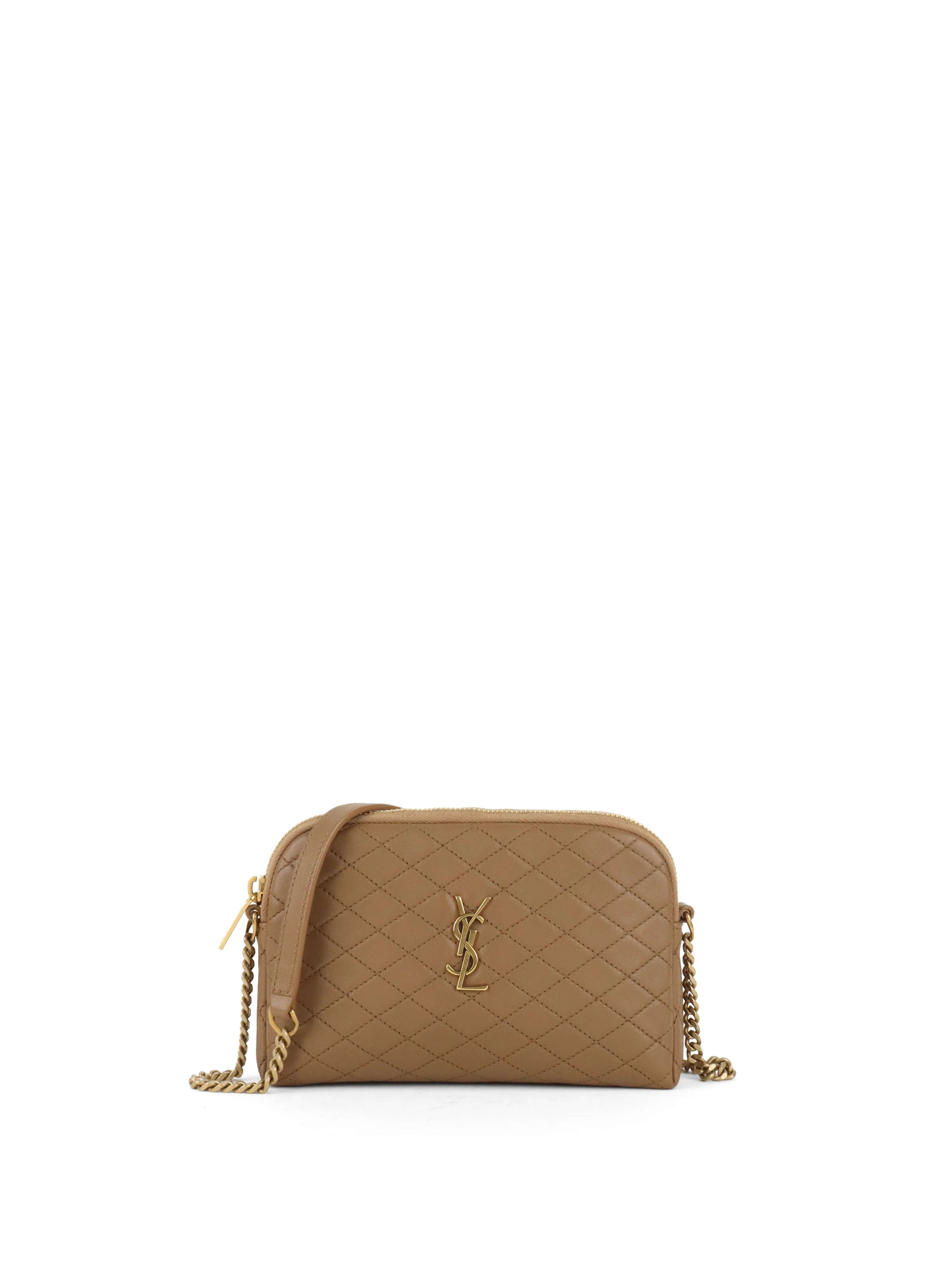 Saint Laurent Brown Gaby Quilted Chain Pouch