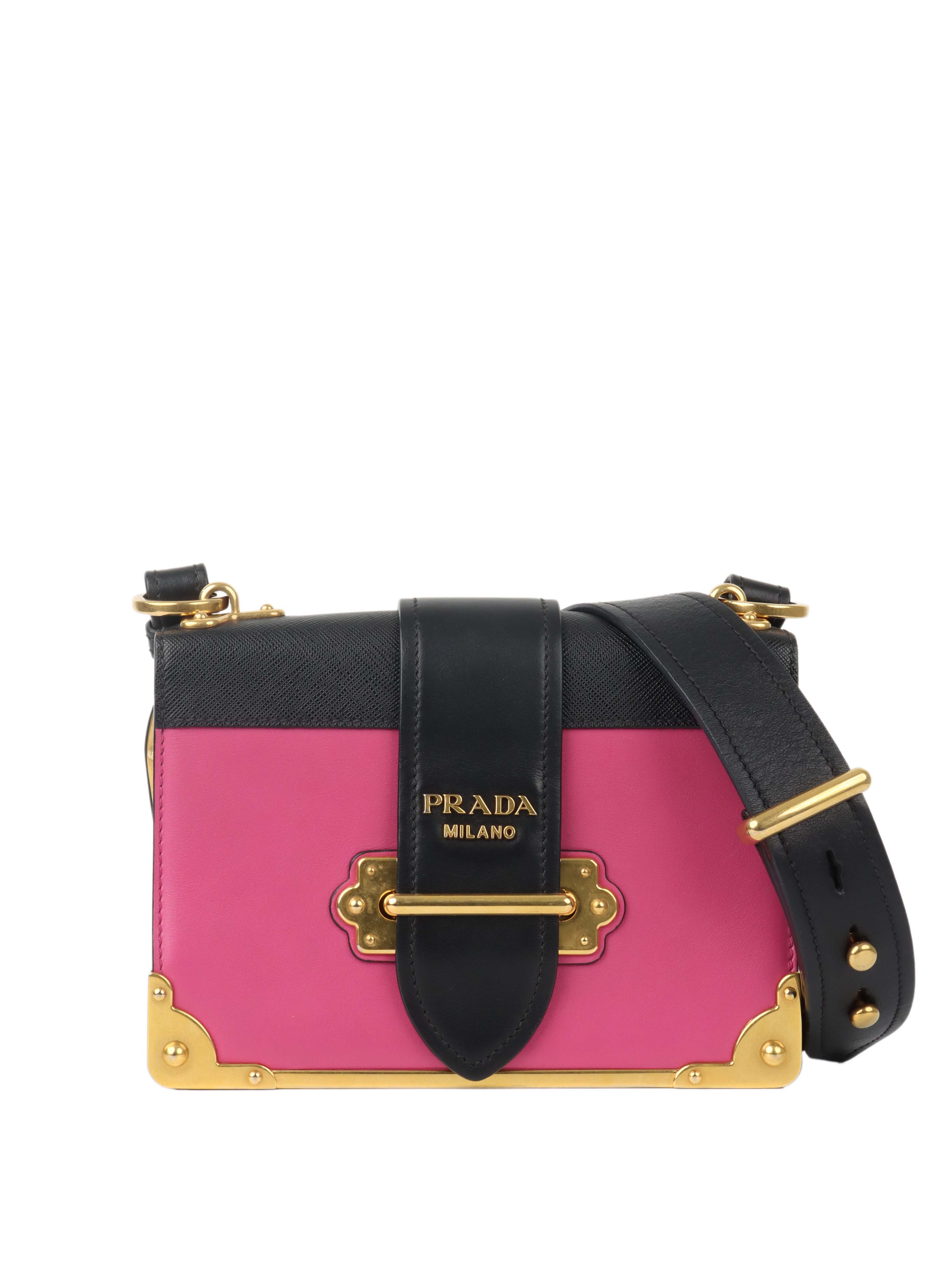 Prada Pink Cahier Leather Crossbody Bag.
