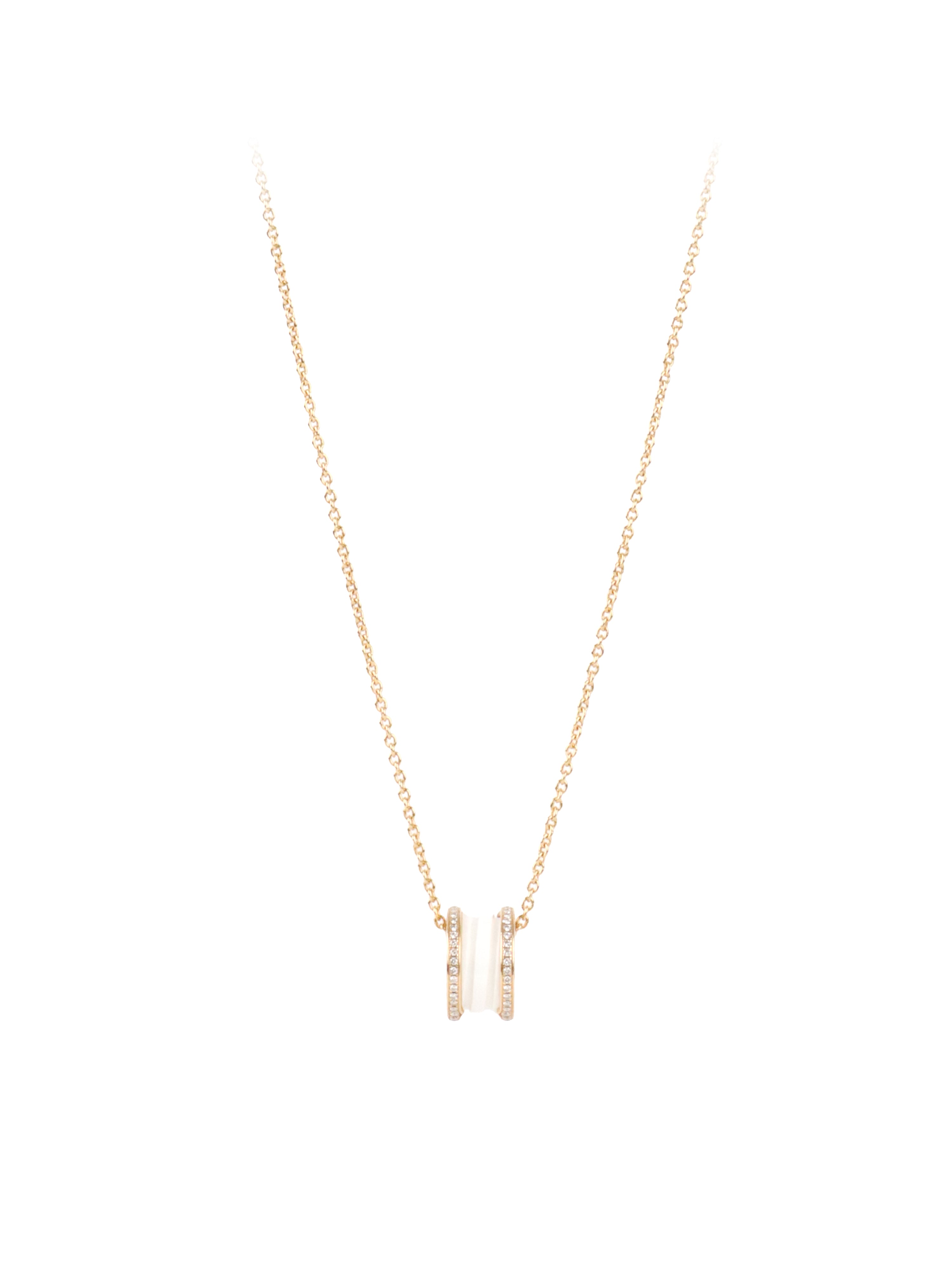 Bvlgari Rose Gold Diamonds White Ceramic B.Zero1 Necklace