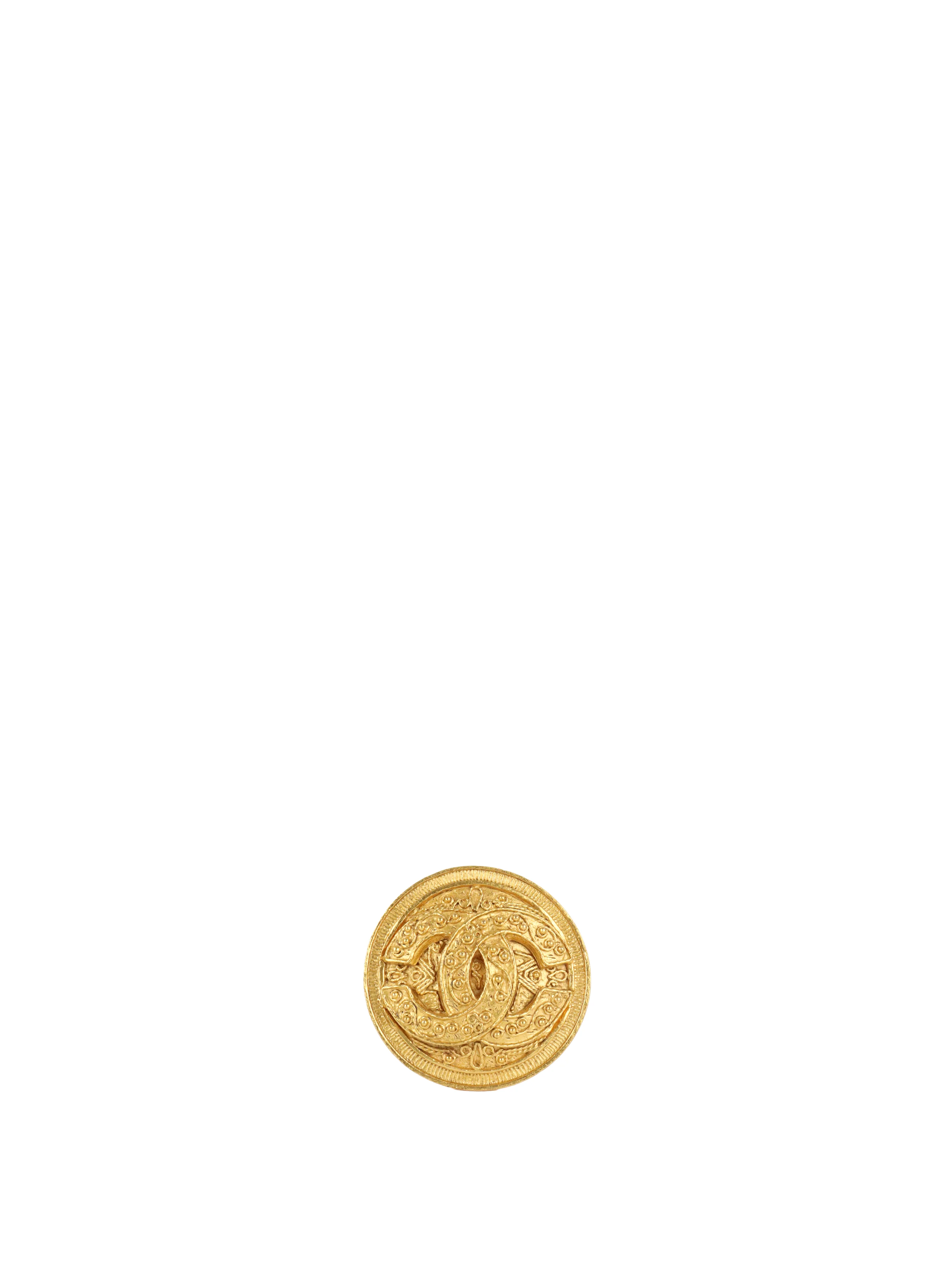 Chanel 1994 Baroque Embellished CC Medallion Brooch