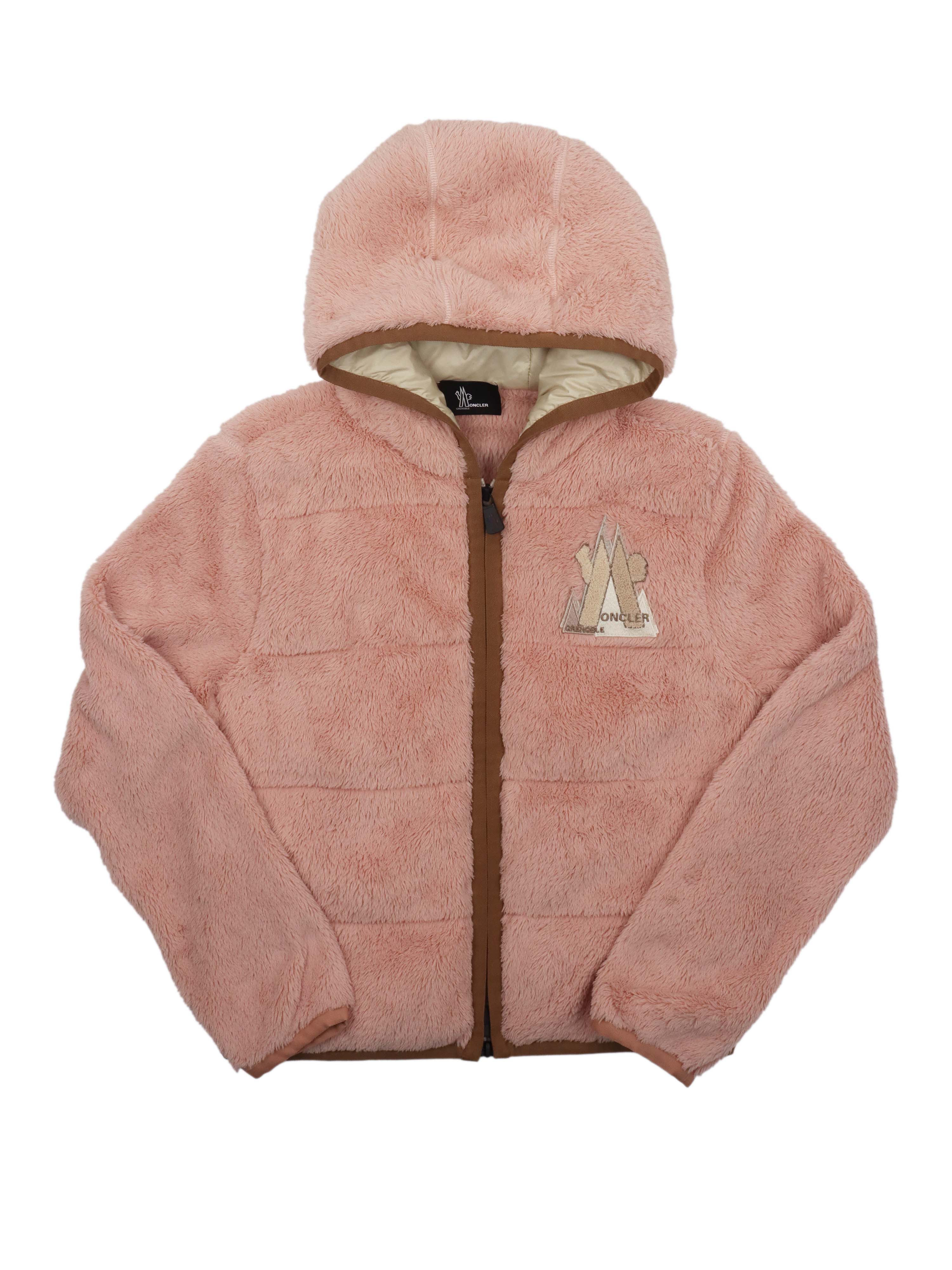 Moncler Pink Grenoble Padded Zip-up Hoodie size S.