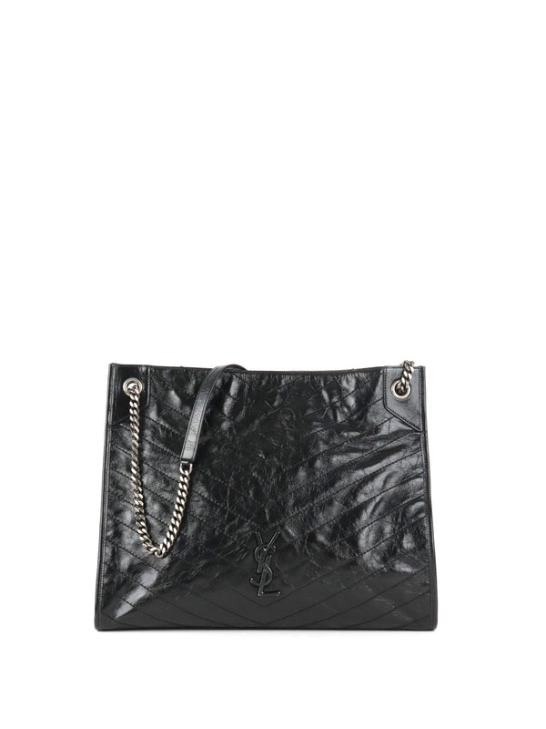 Saint Laurent Black Vintage Leather Niki Shopping Tote