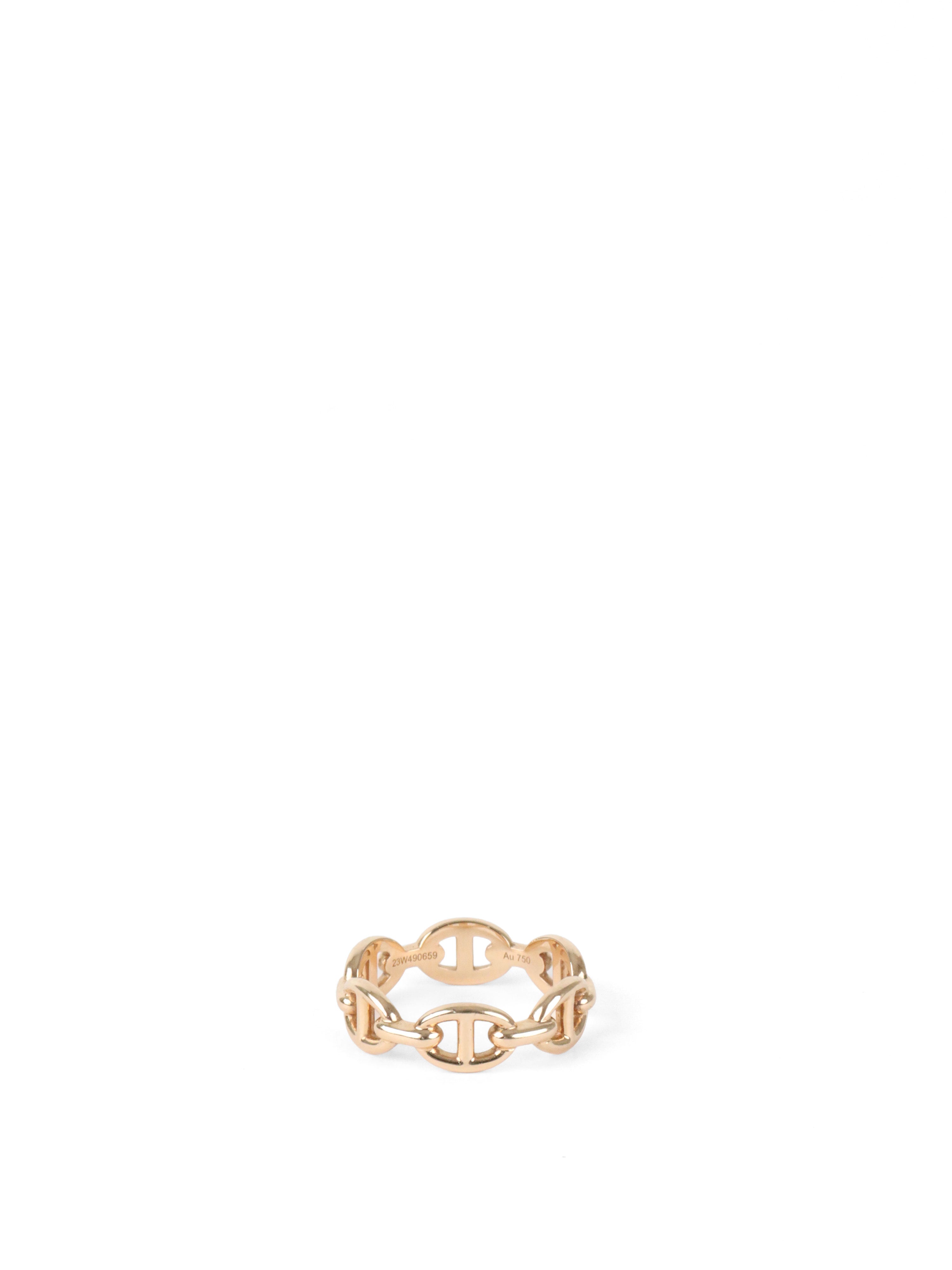 Hermes Rose Gold Chaine DAncre Enchainee Ring, Small Model