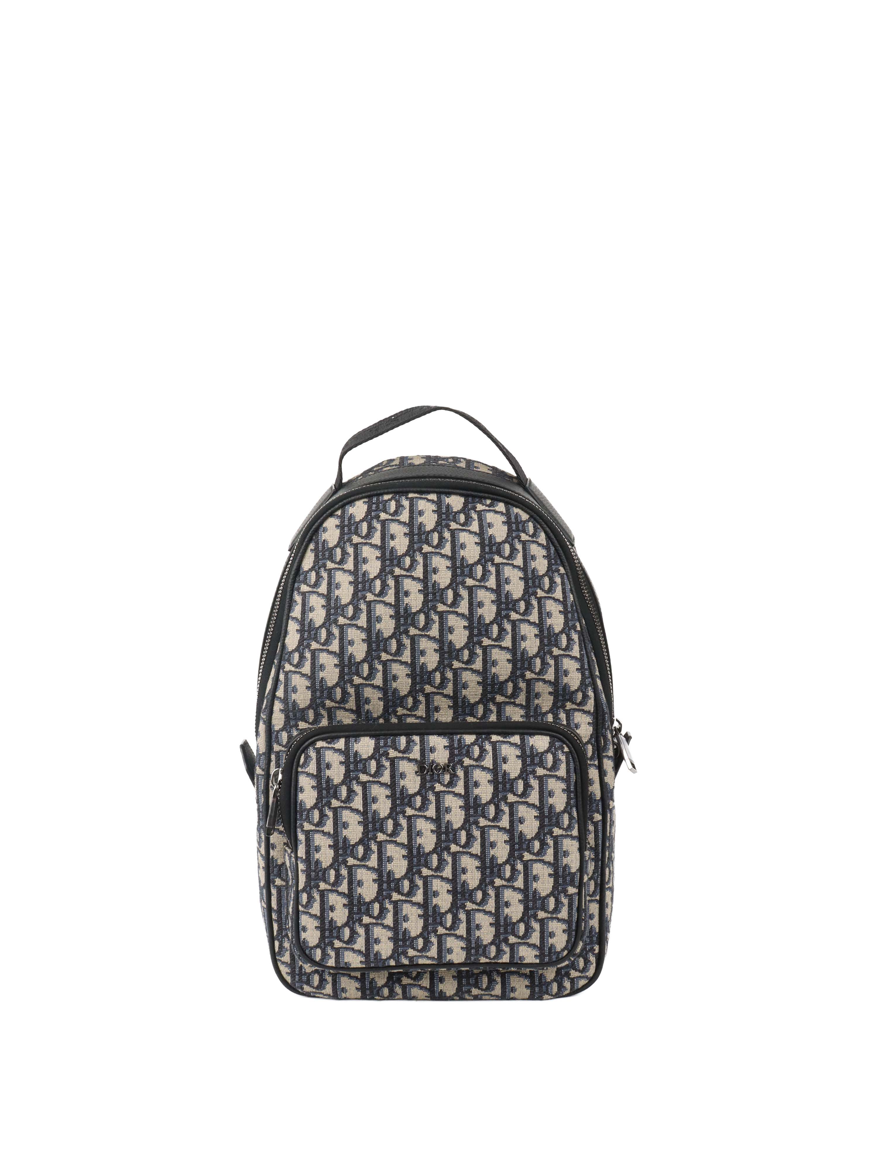 Dior Blue Oblique Canvas Crossbody Sling Bag.
