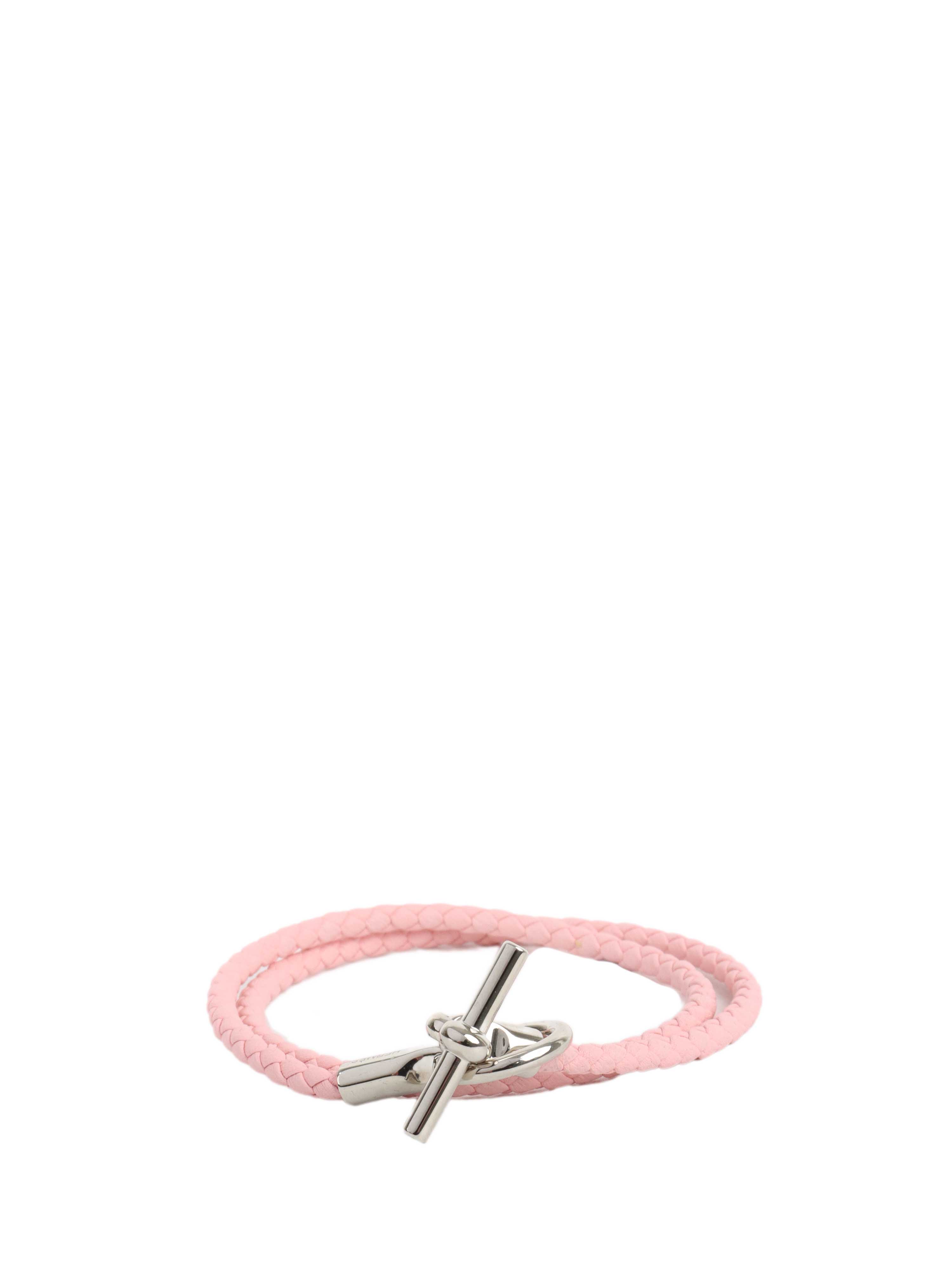Hermes Glenan Double Tour Bracelet in Rose Eglantine.