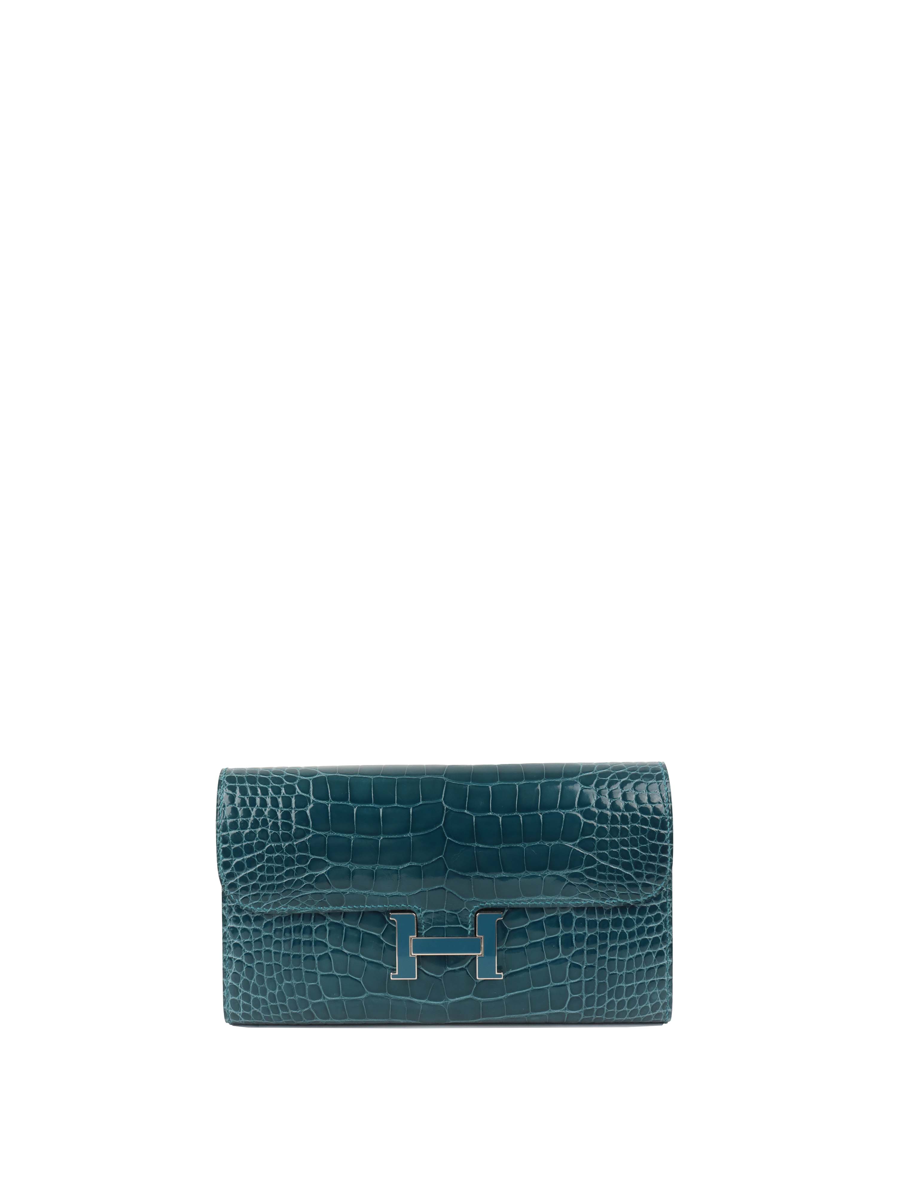Hermes Alligator Constance Wallet Vert Bosphore.