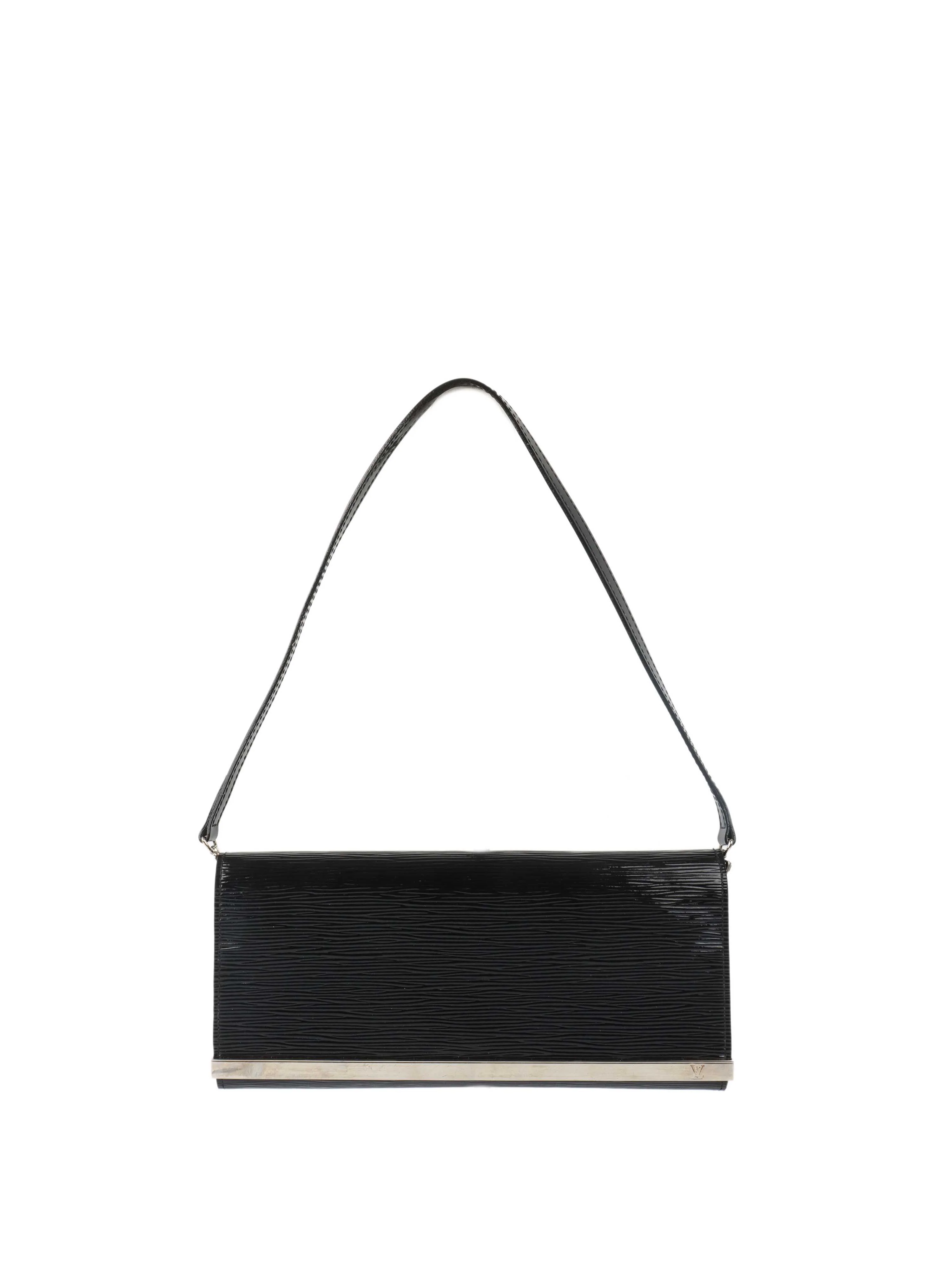 Louis Vuitton Black Patent Epi Clutch with Shoulder Strap.