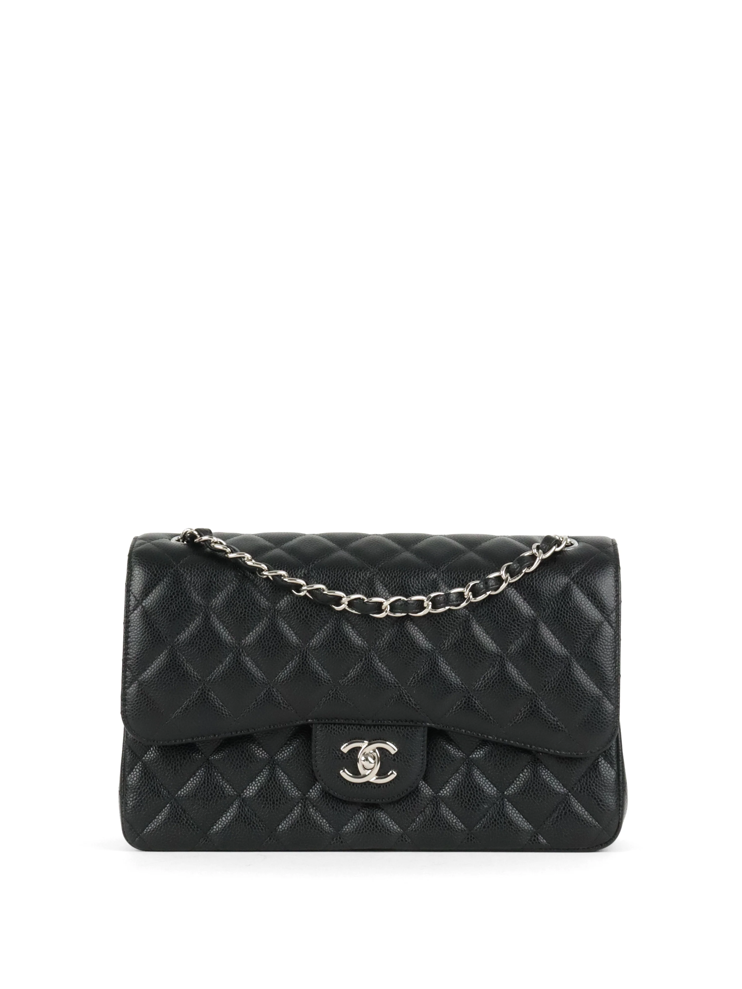 Chanel Black Caviar Jumbo Classic Flap SHW