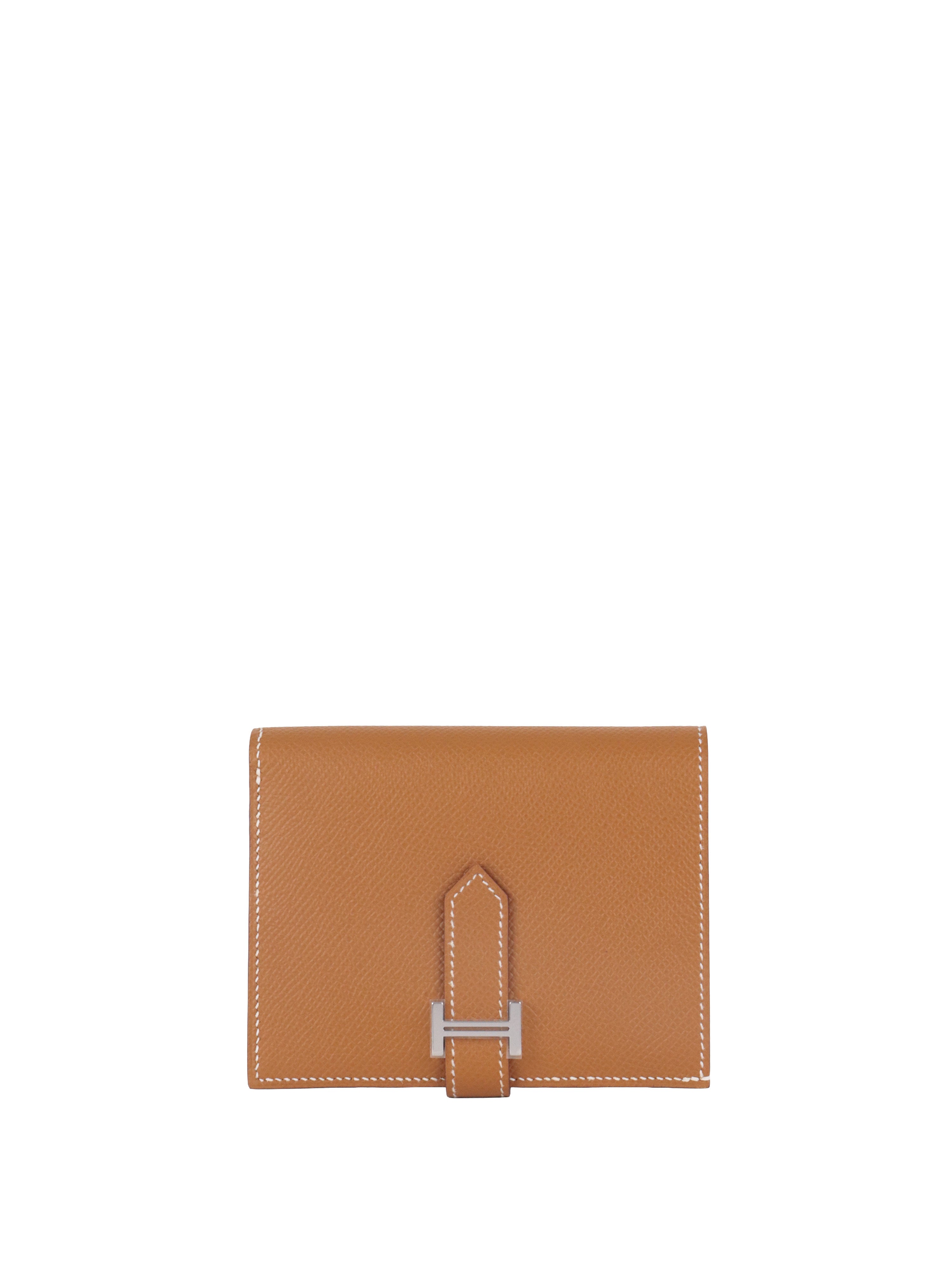 Hermes Gold Epsom Bearn Compact Wallet PHW.