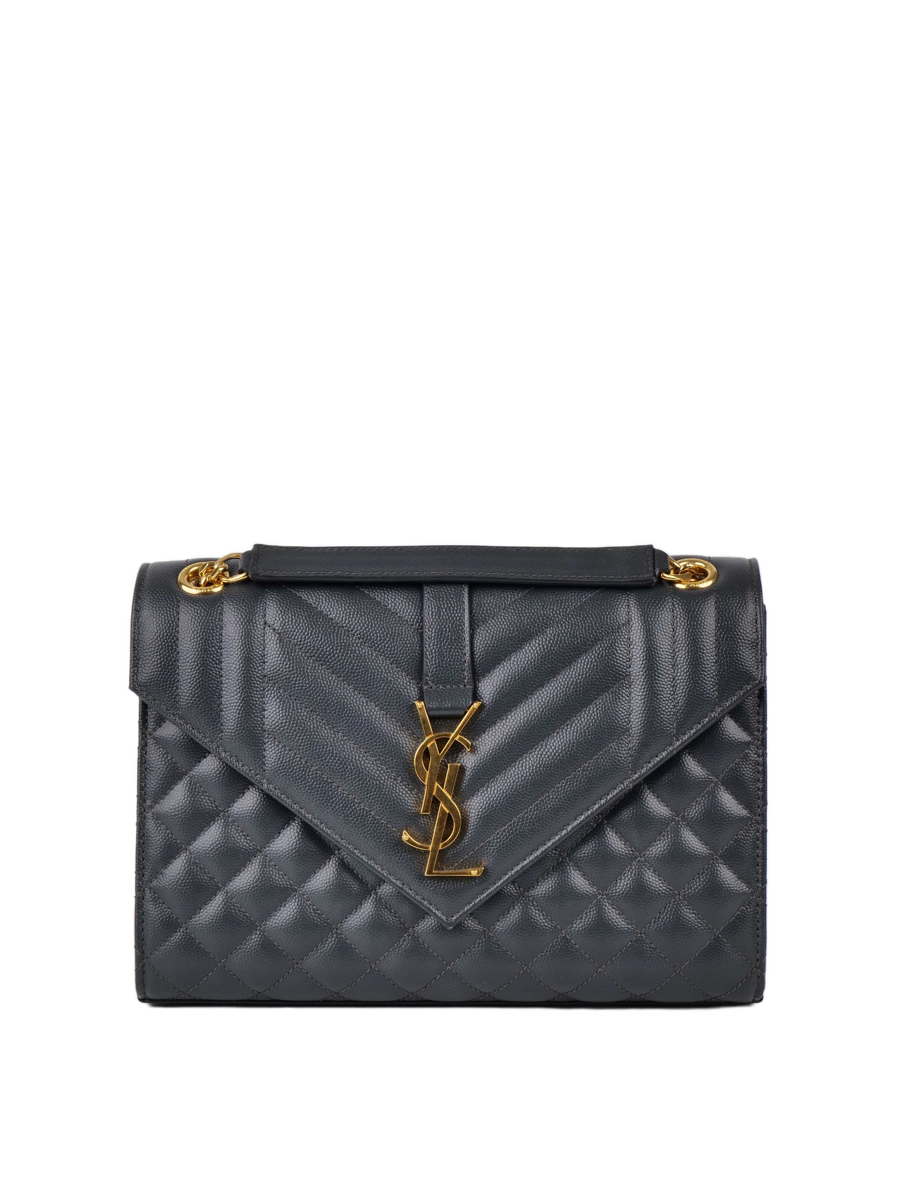 Saint Laurent Medium Cassandra Envelope Bag in Grey.