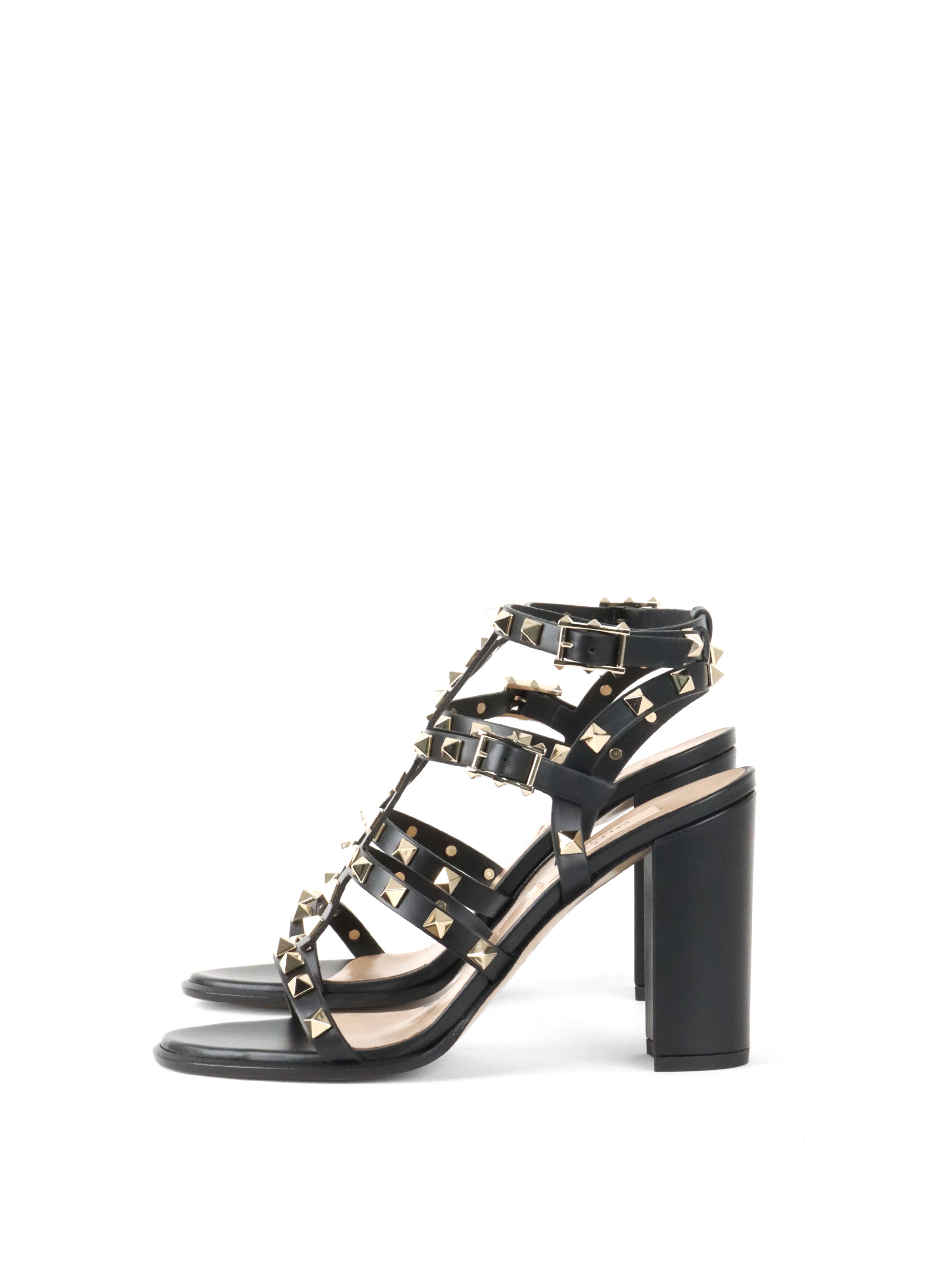 Valentino Black Rockstud Open Toe Sandals