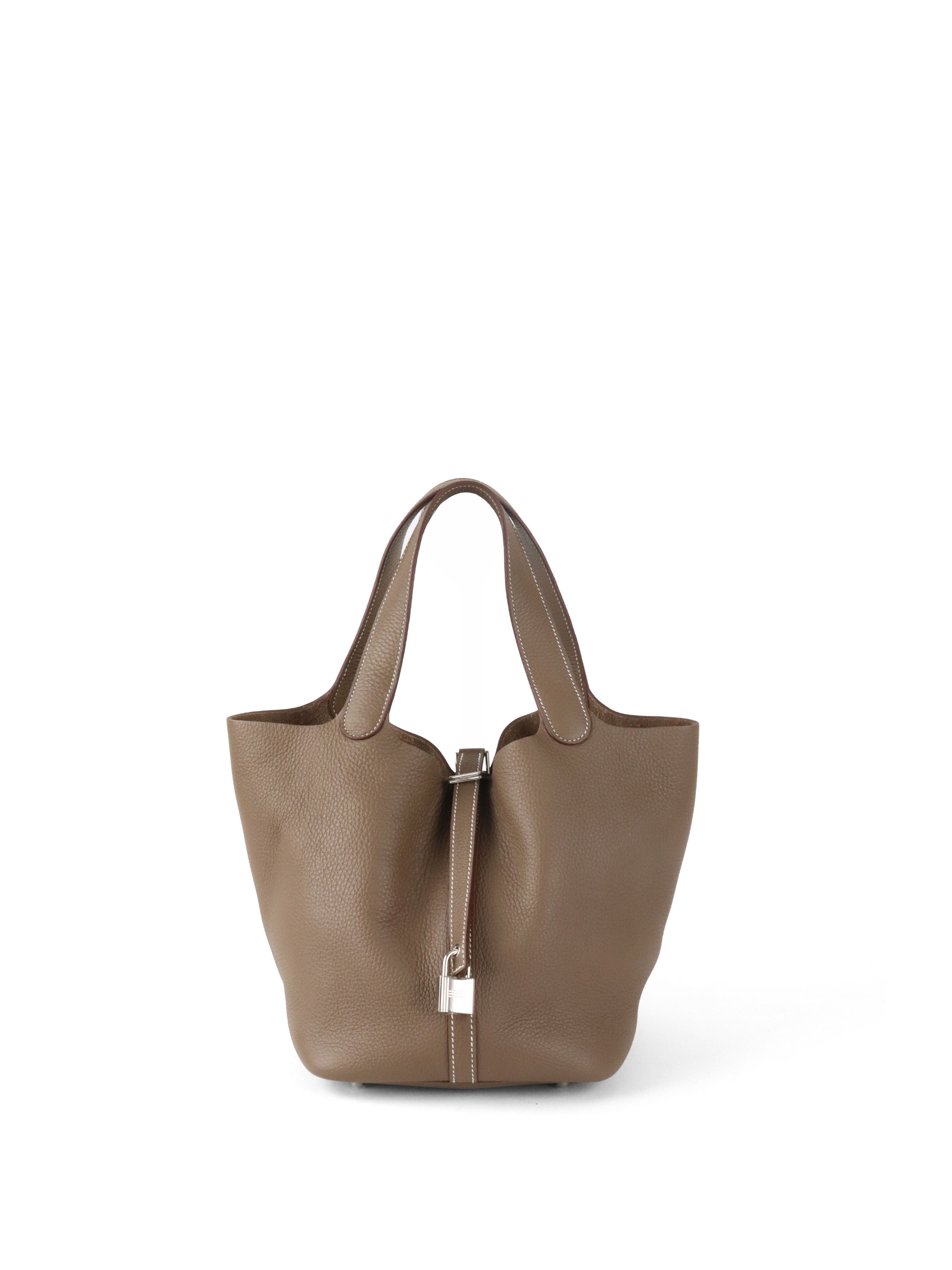 Hermes Etoupe Picotin 22 Bag PHW Stamp Z