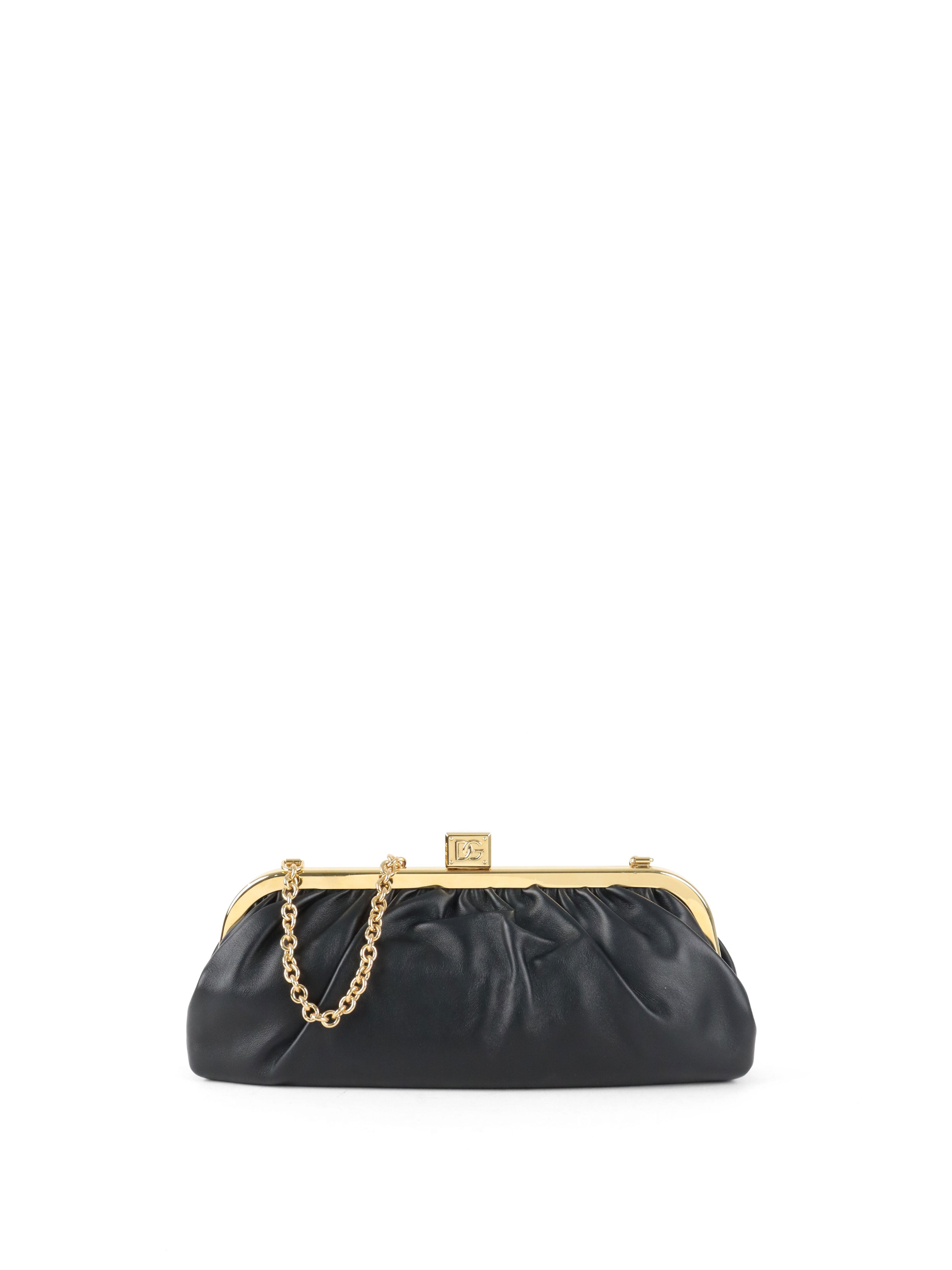 Dolce  Gabana Black Maria Nappa Leather Clutch GHW