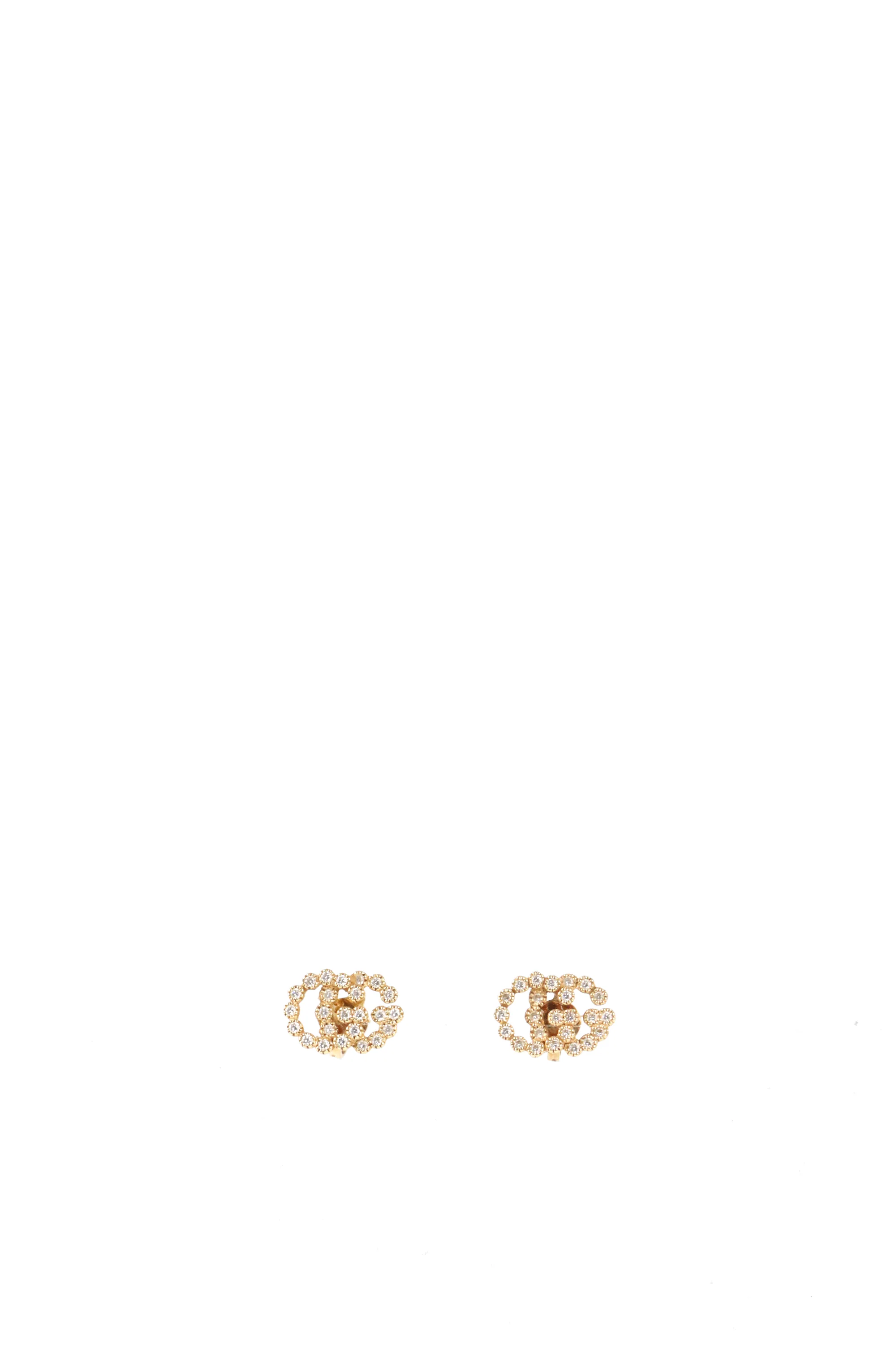 Gucci Yellow Gold and Diamonds Interlocking GG Studs Earring