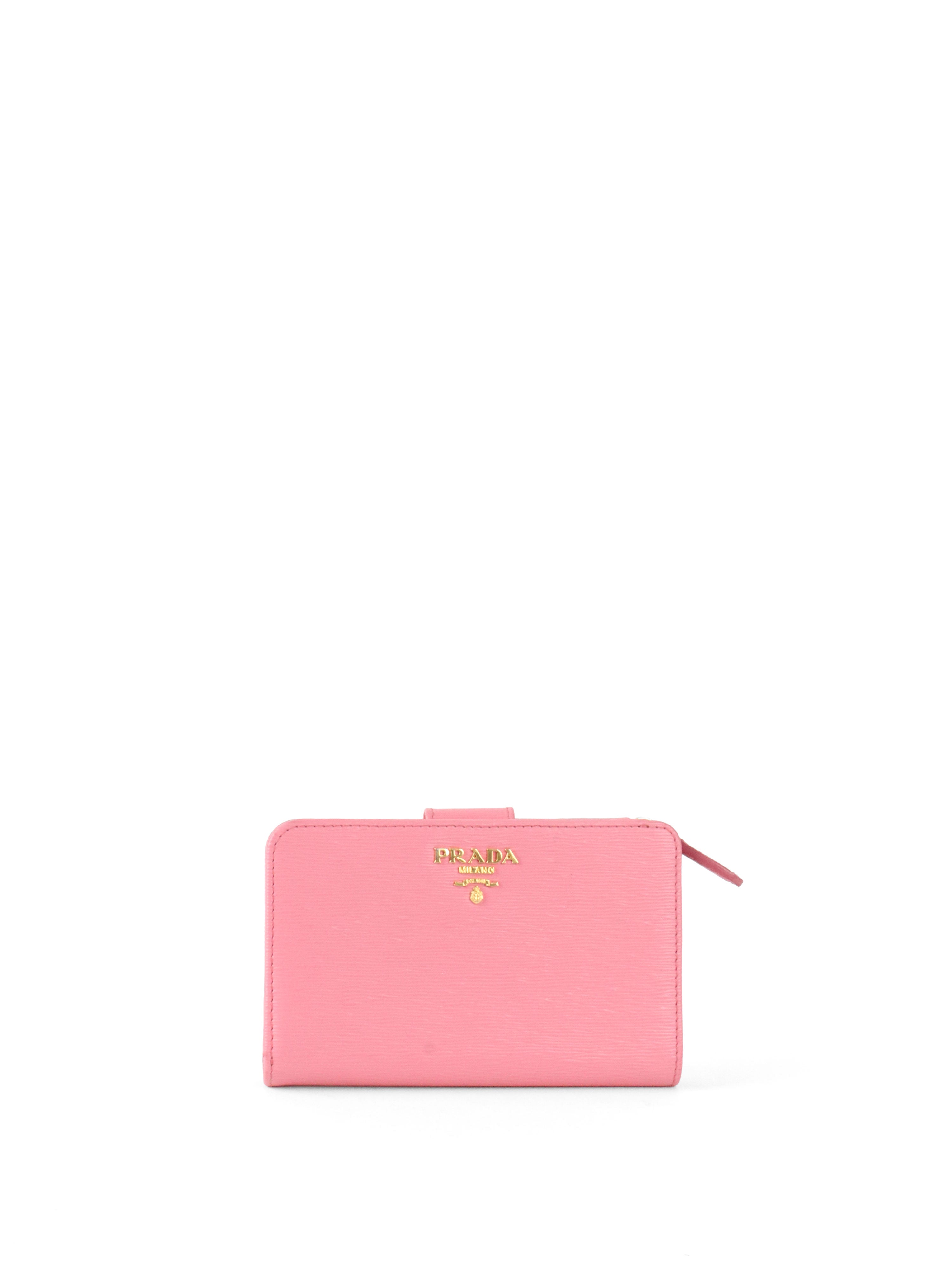 Prada Pink Zip Around Compact Wallet