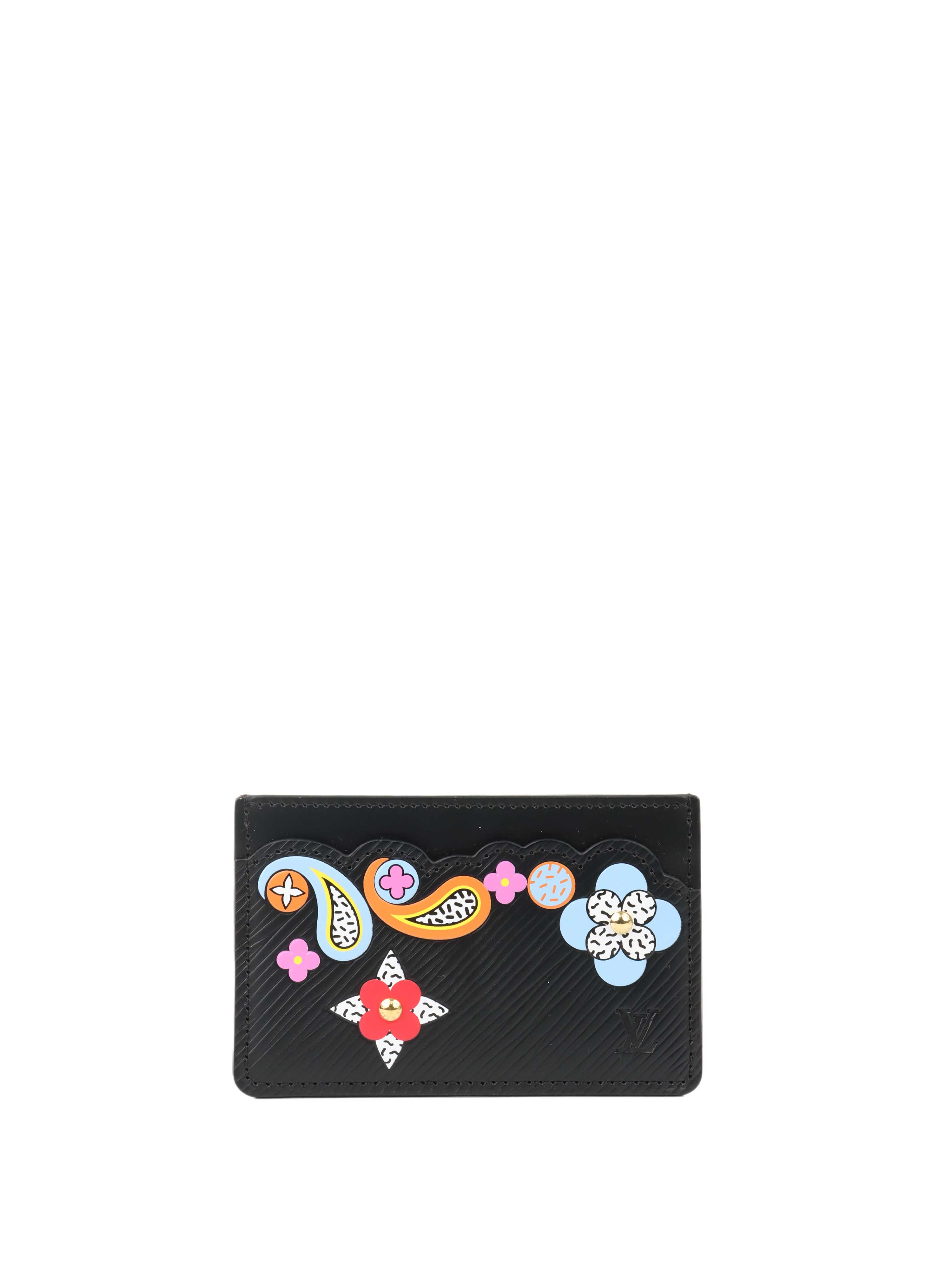 Louis Vuitton Black Epi Flower Remix Card Holder.