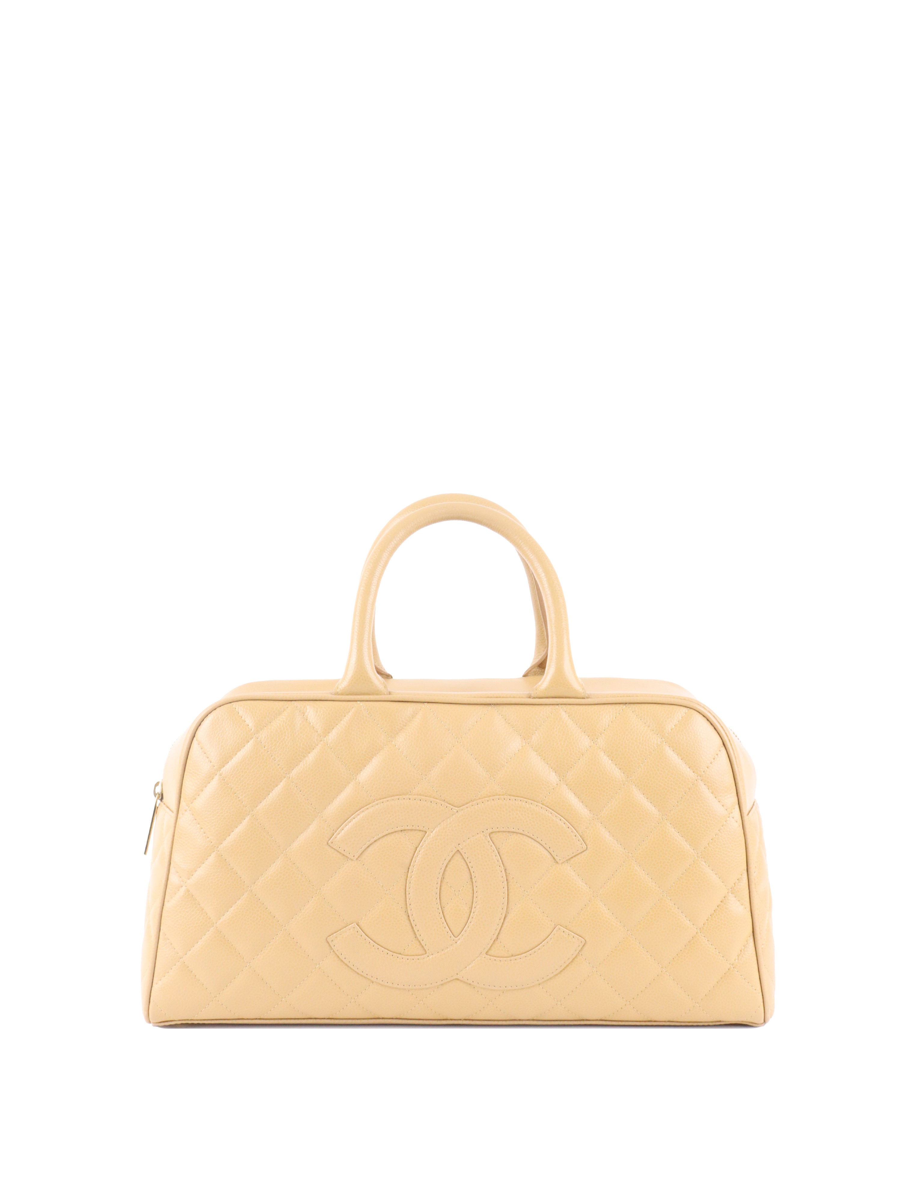 Chanel Beige Caviar Bowling Bag.