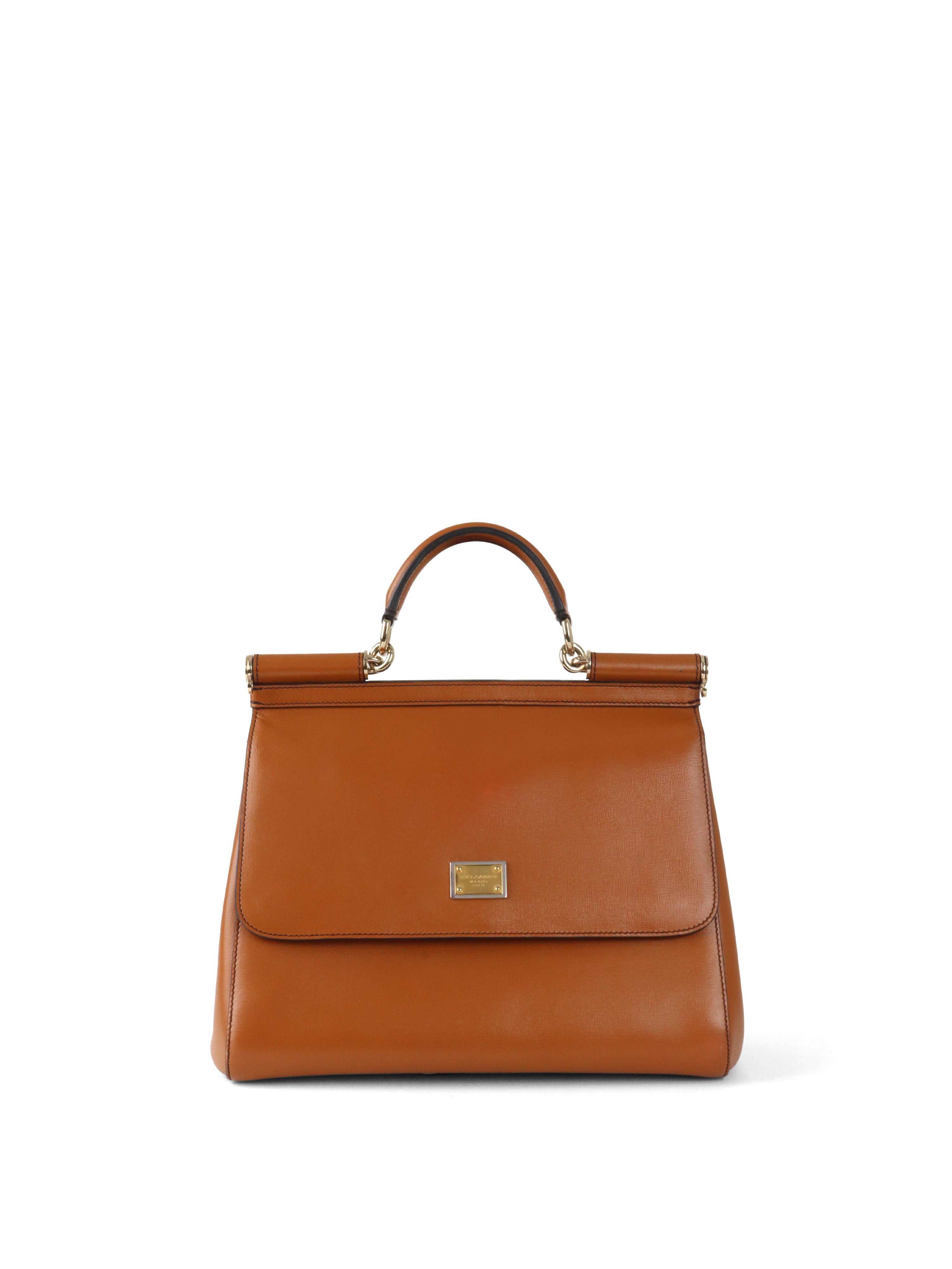 Dolce  Gabbana Caramel Brown Sicily Tote Bag.