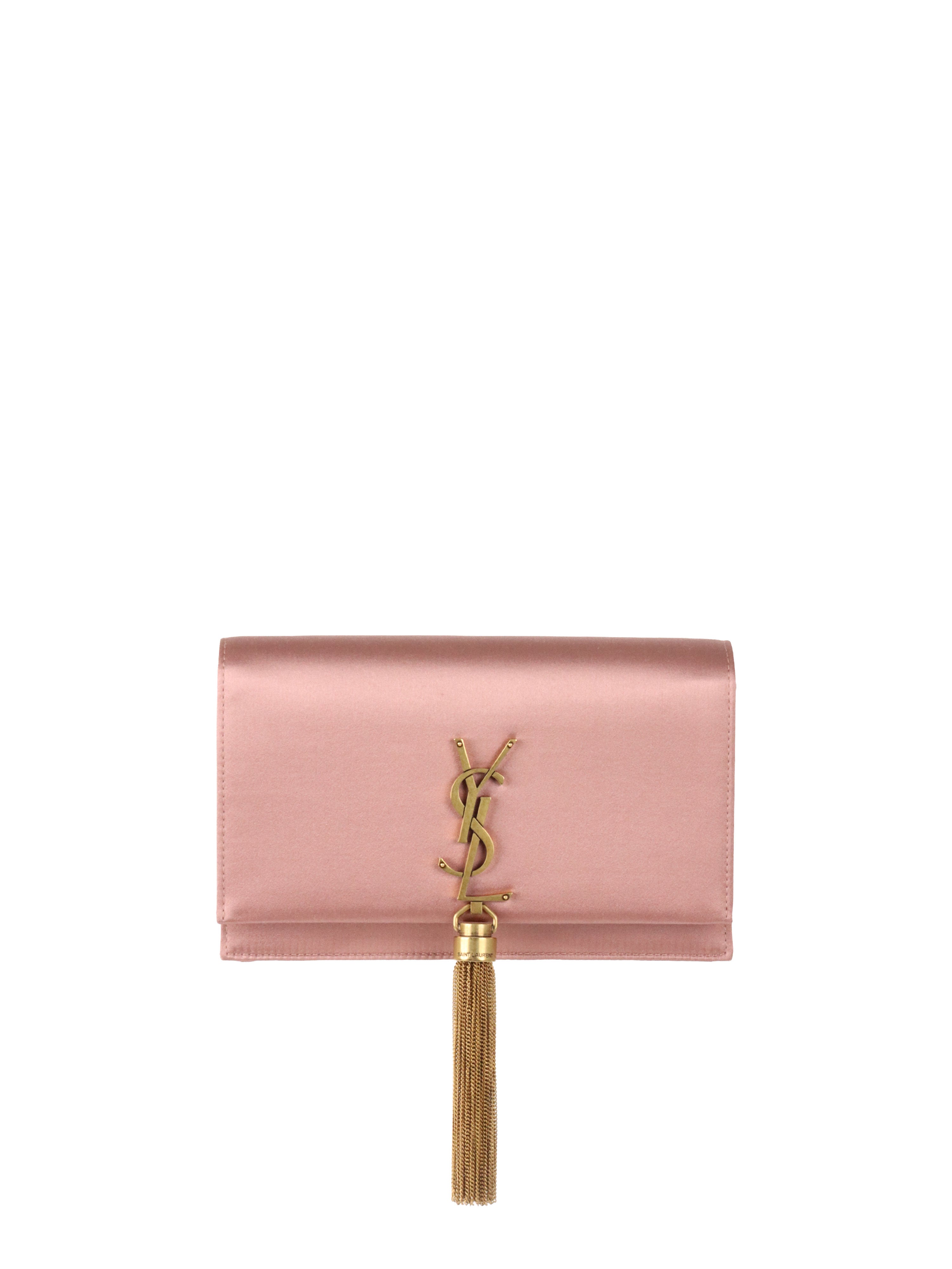 Saint Laurent Pink Satin Small Kate Tassel Bag GHW