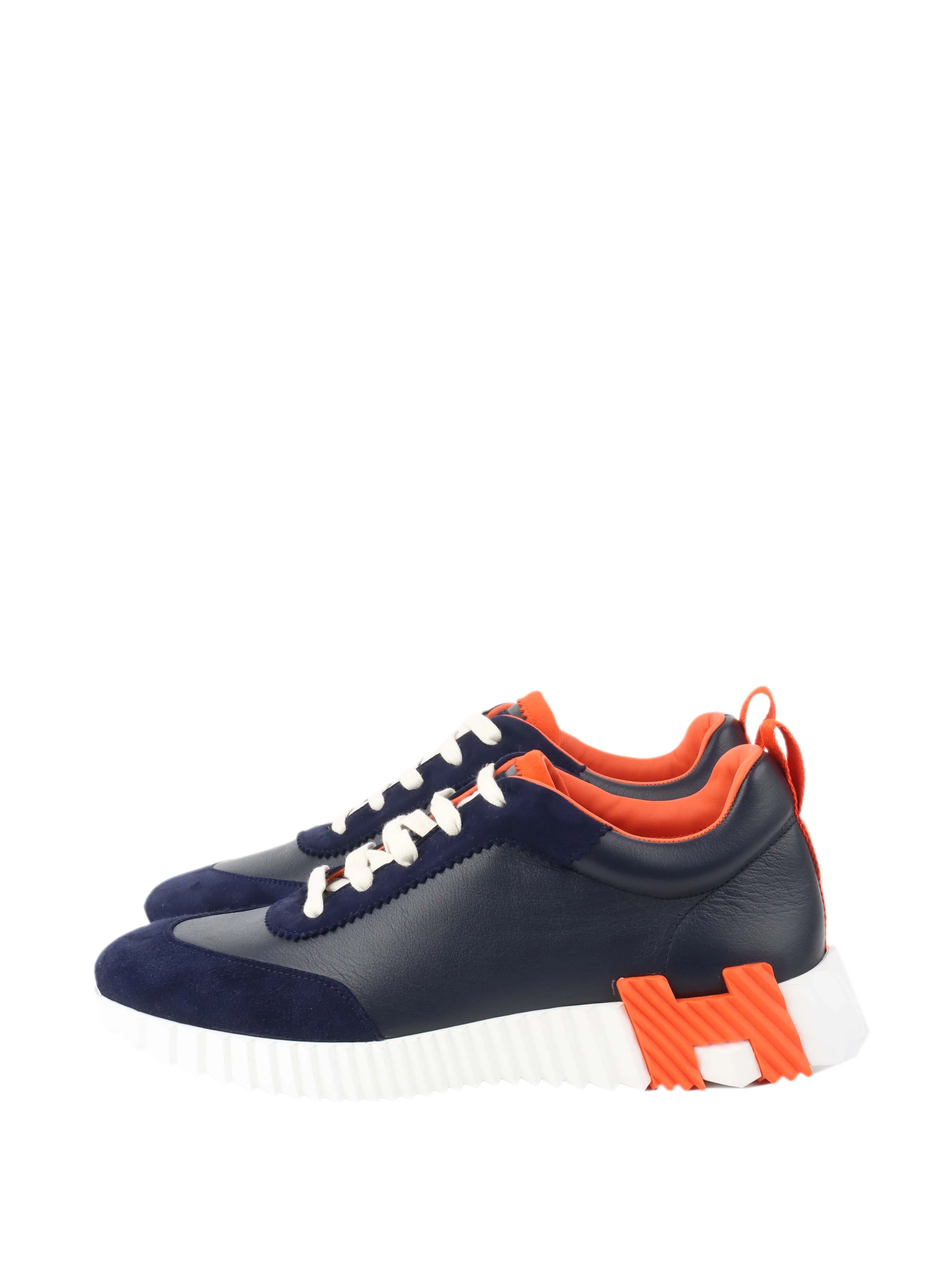 Hermes Navy/Orange Bouncing Sneakers size 42.