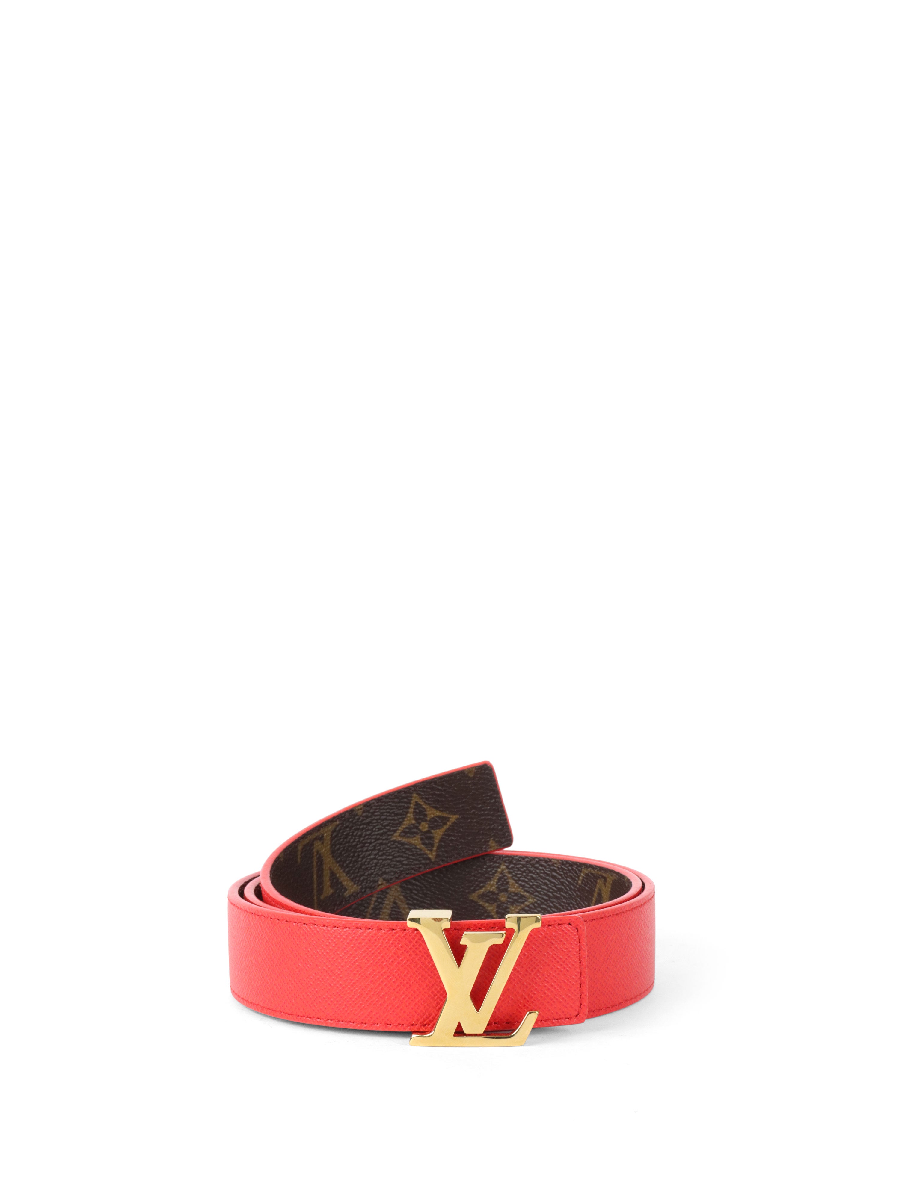 Louis Vuitton Red/ Monogram LV Initiales 30mm Reversible Belt.