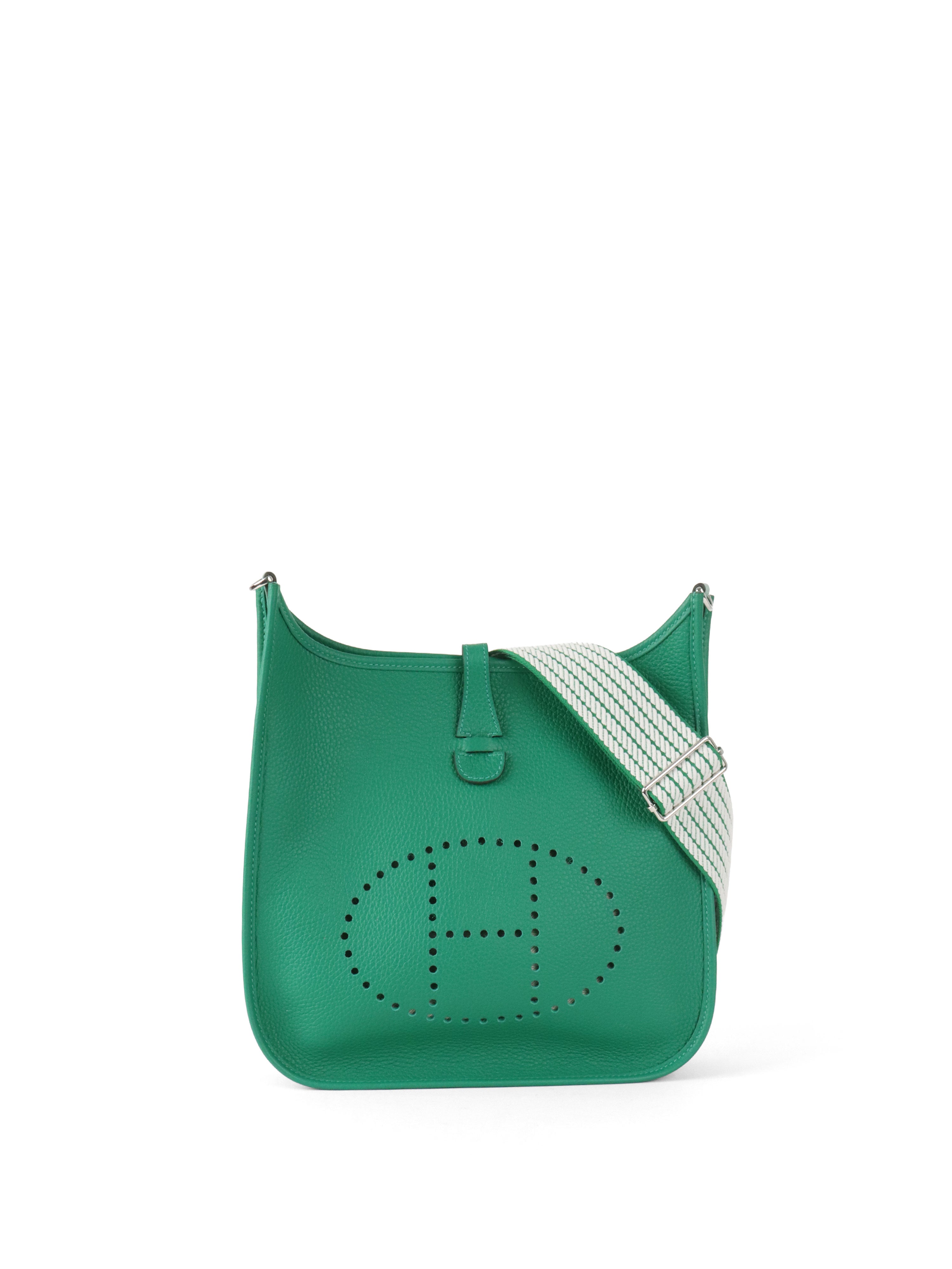 Hermes Evelyne III 29 in Vert Vertigo Gris Pale.