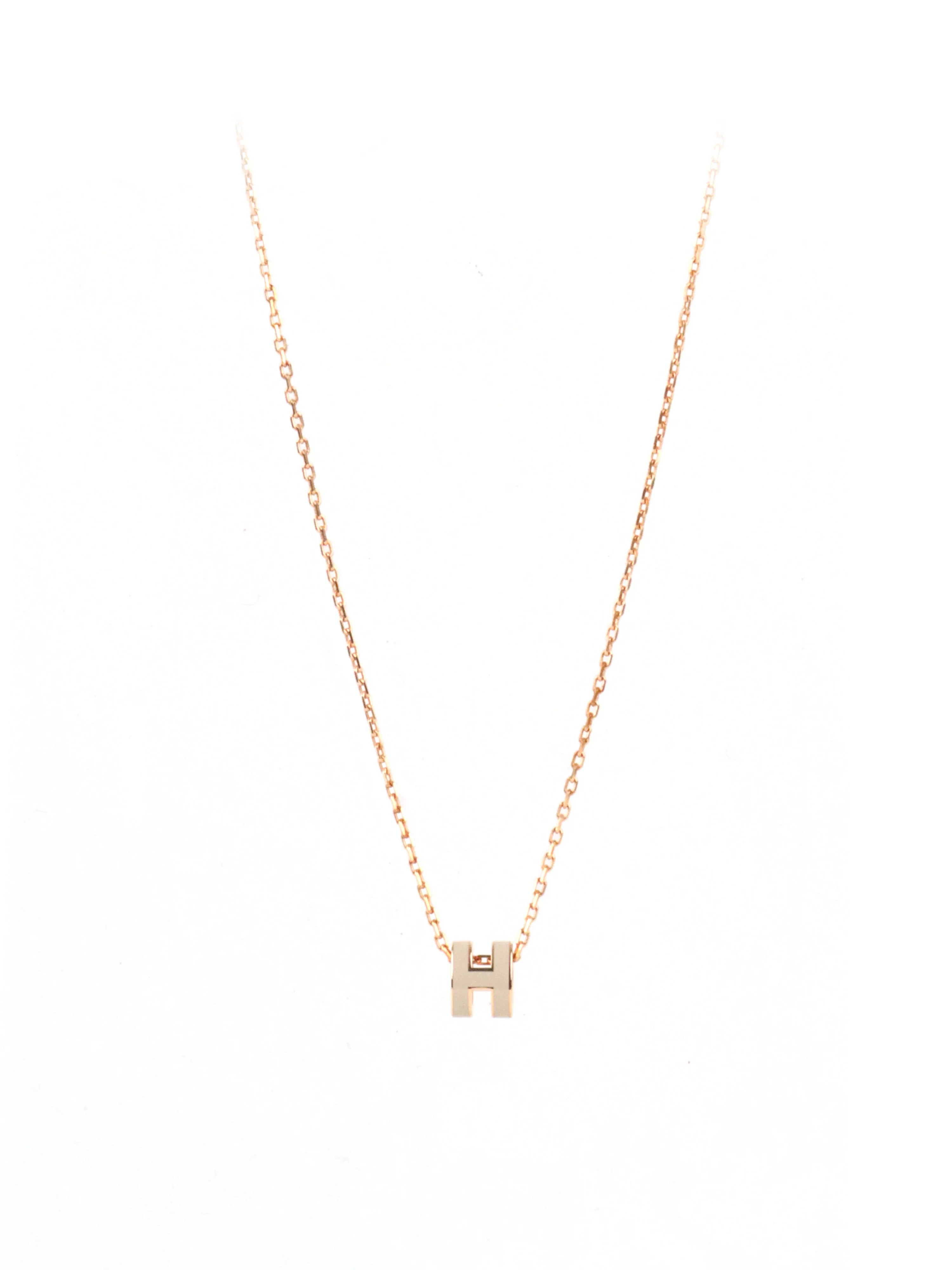 Hermes Rose Gold Marron Glace Mini Pop H Necklace