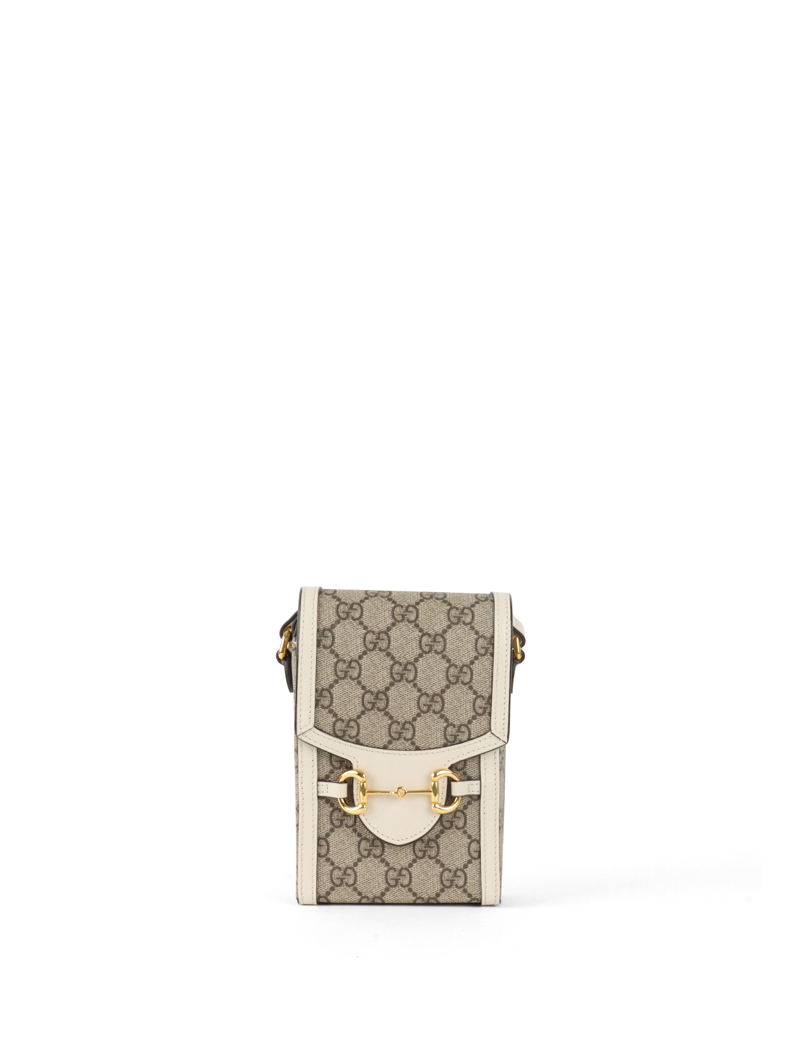 Gucci White and Canvas Horsebit 1955 Mini Bag