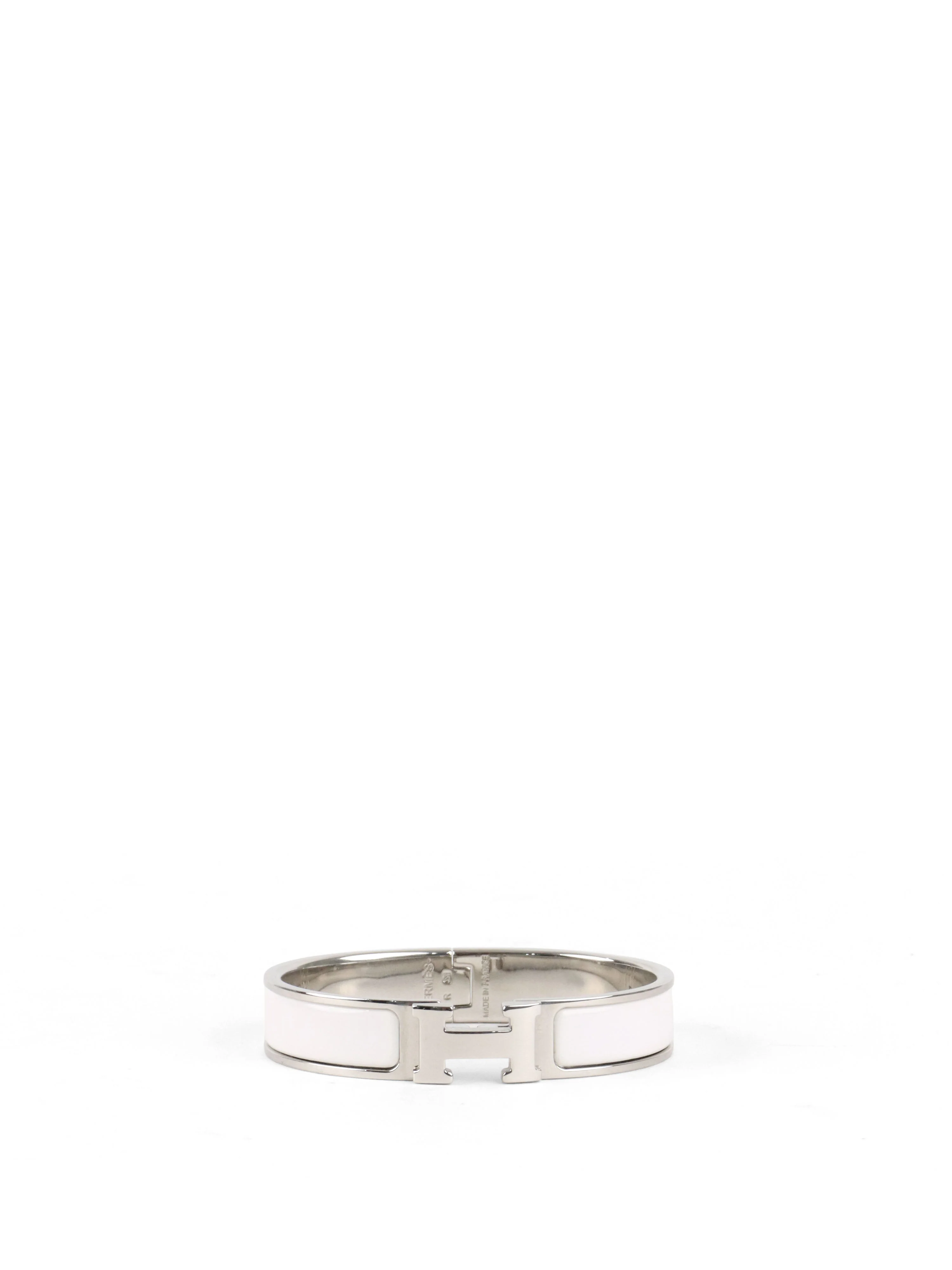 Hermes Blanc Clic H Palladium Plated Bracelet PM