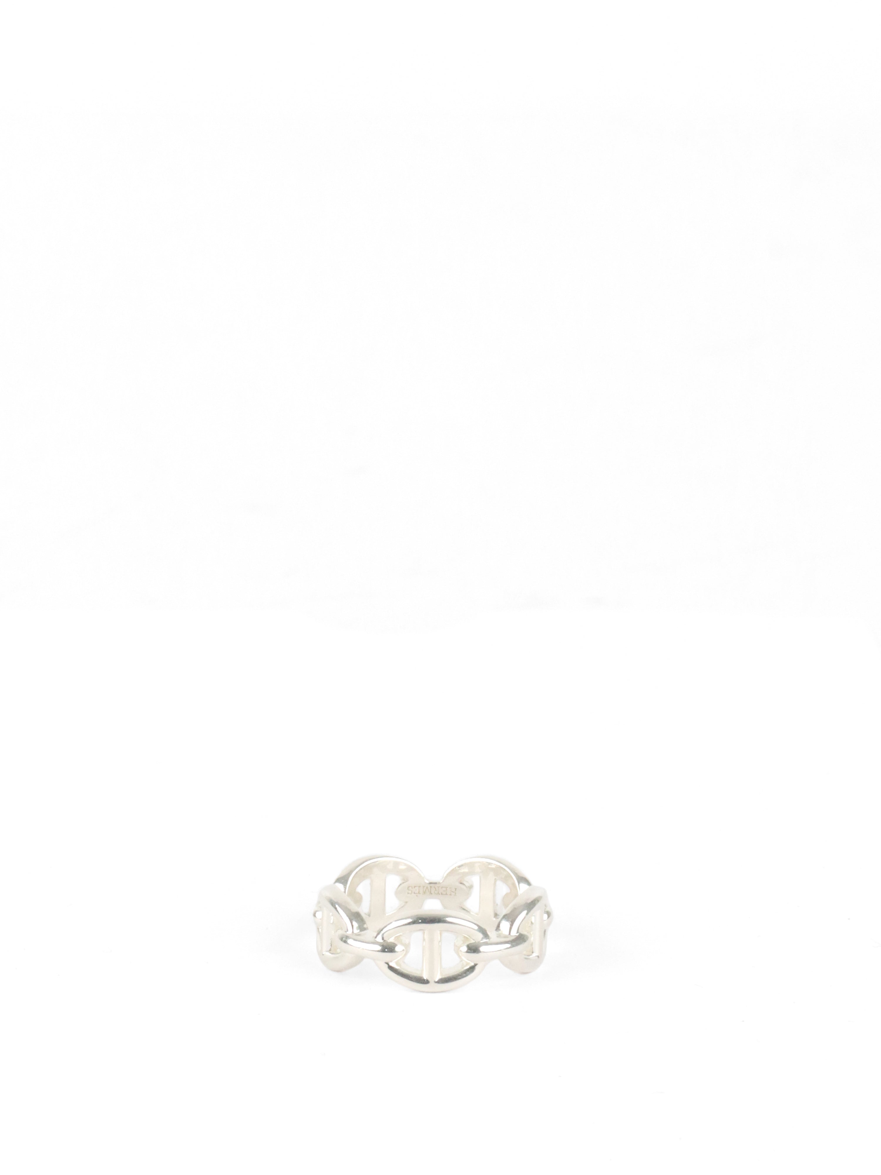 Hermes Silver Chaine DAncre Enchainee Ring, Small Model