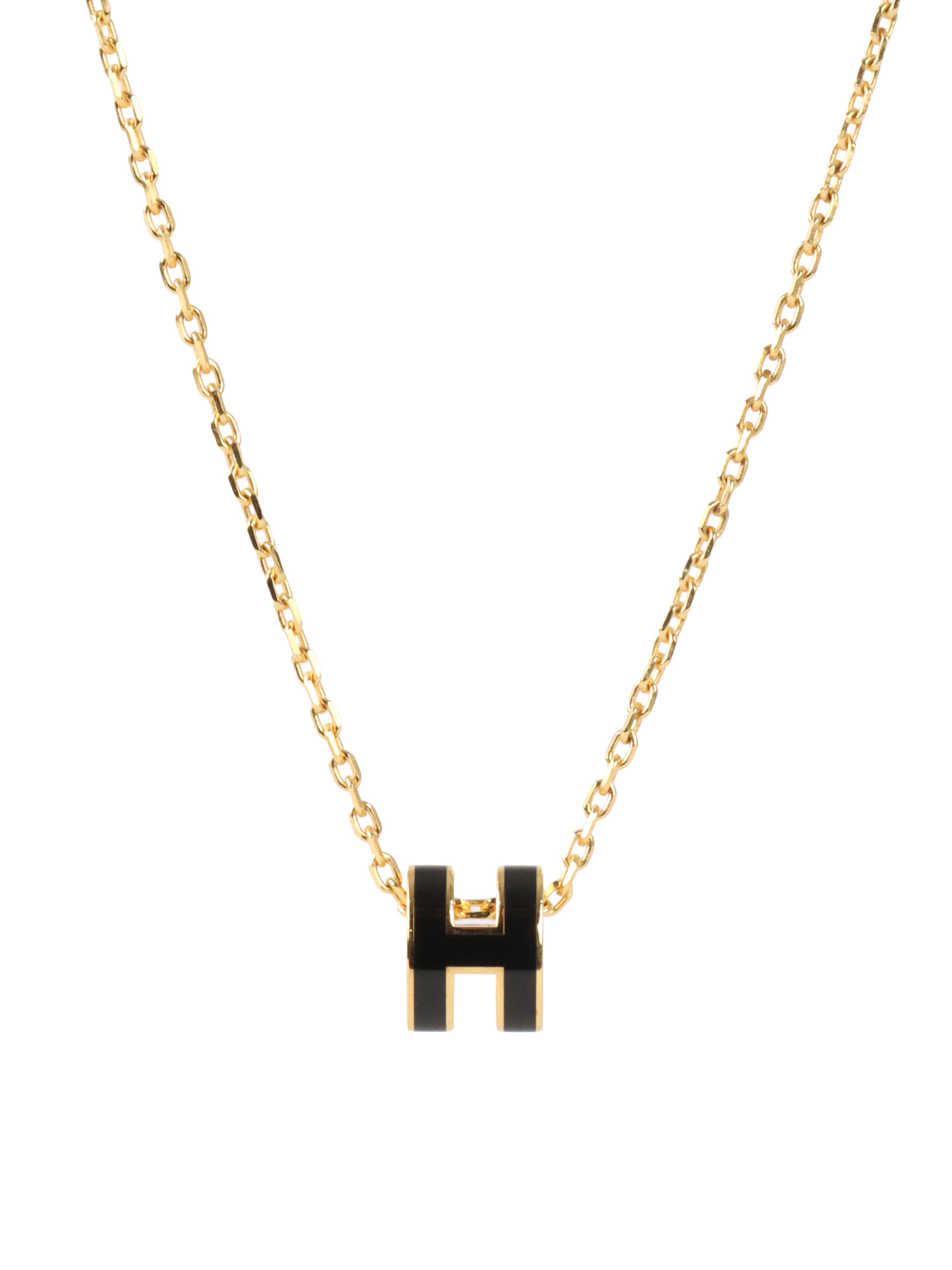 Hermes Black Mini Pop H Necklace
