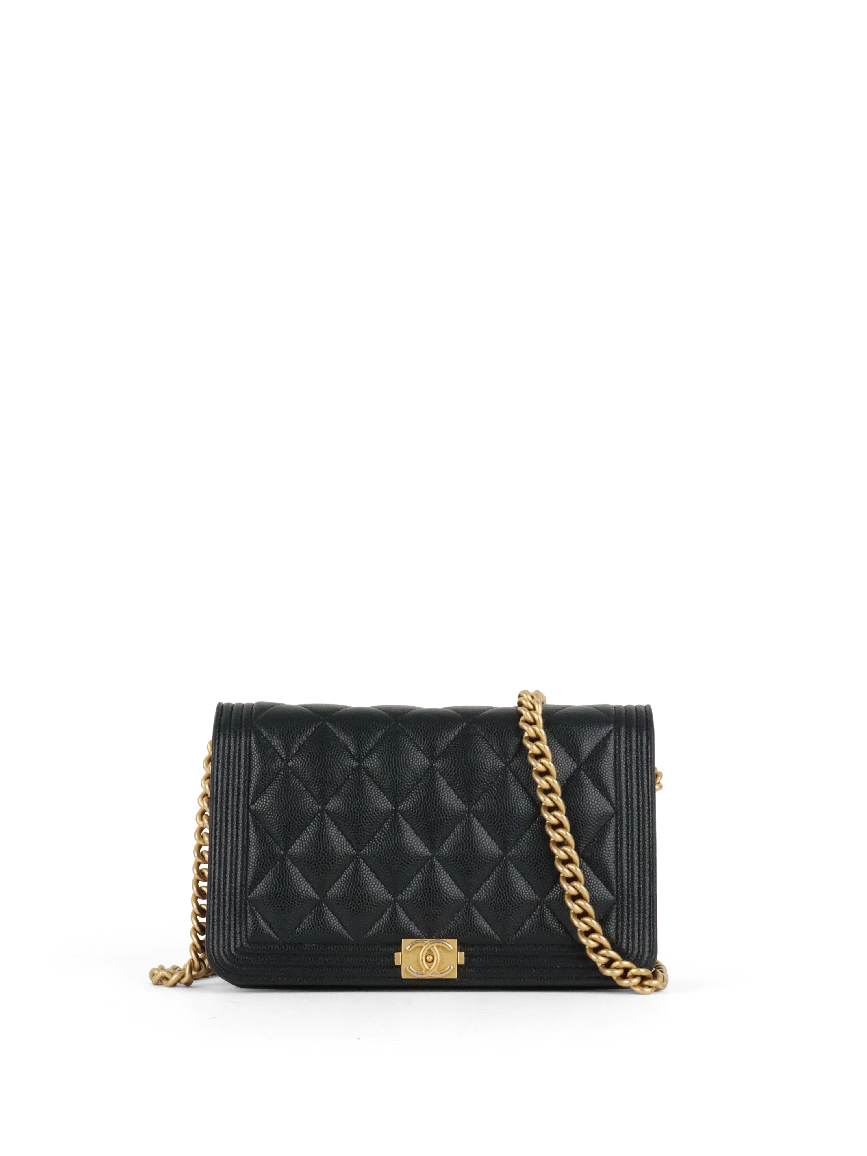 Chanel Black Caviar Boy Wallet On Chain GHW