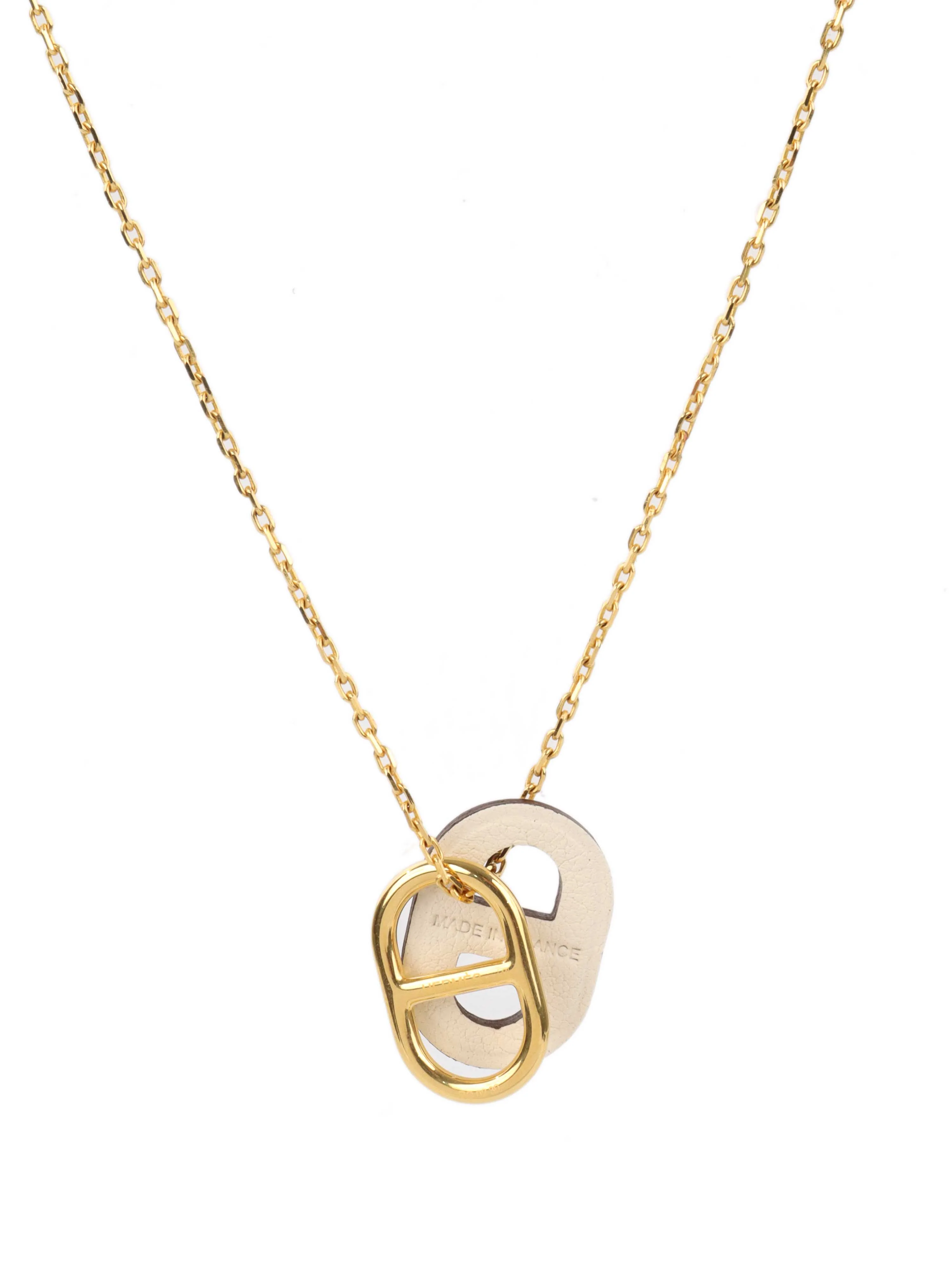 Hermes Gold and White OMaillon Pendant Necklace