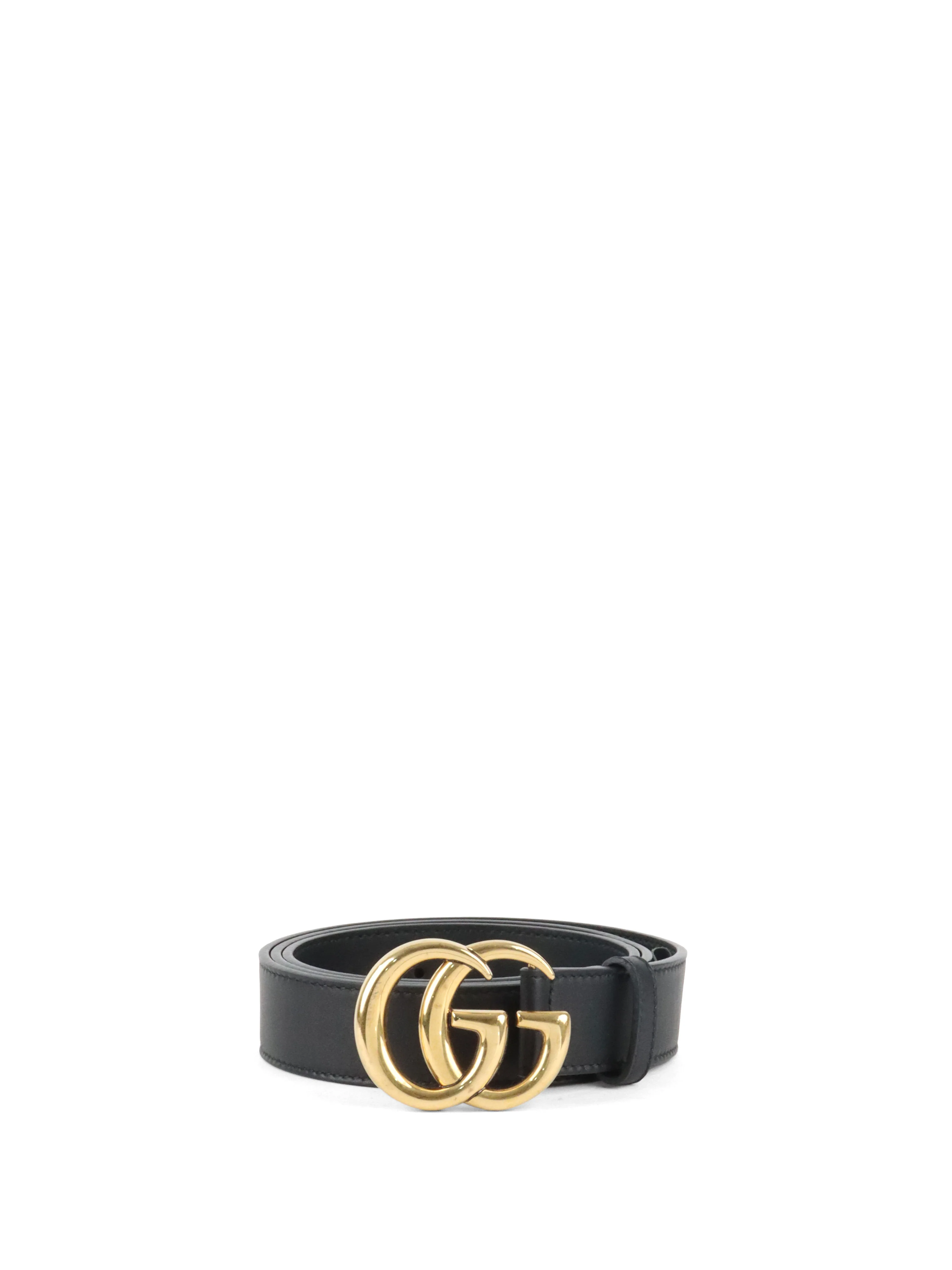 Gucci Black GG Marmont Belt GHW