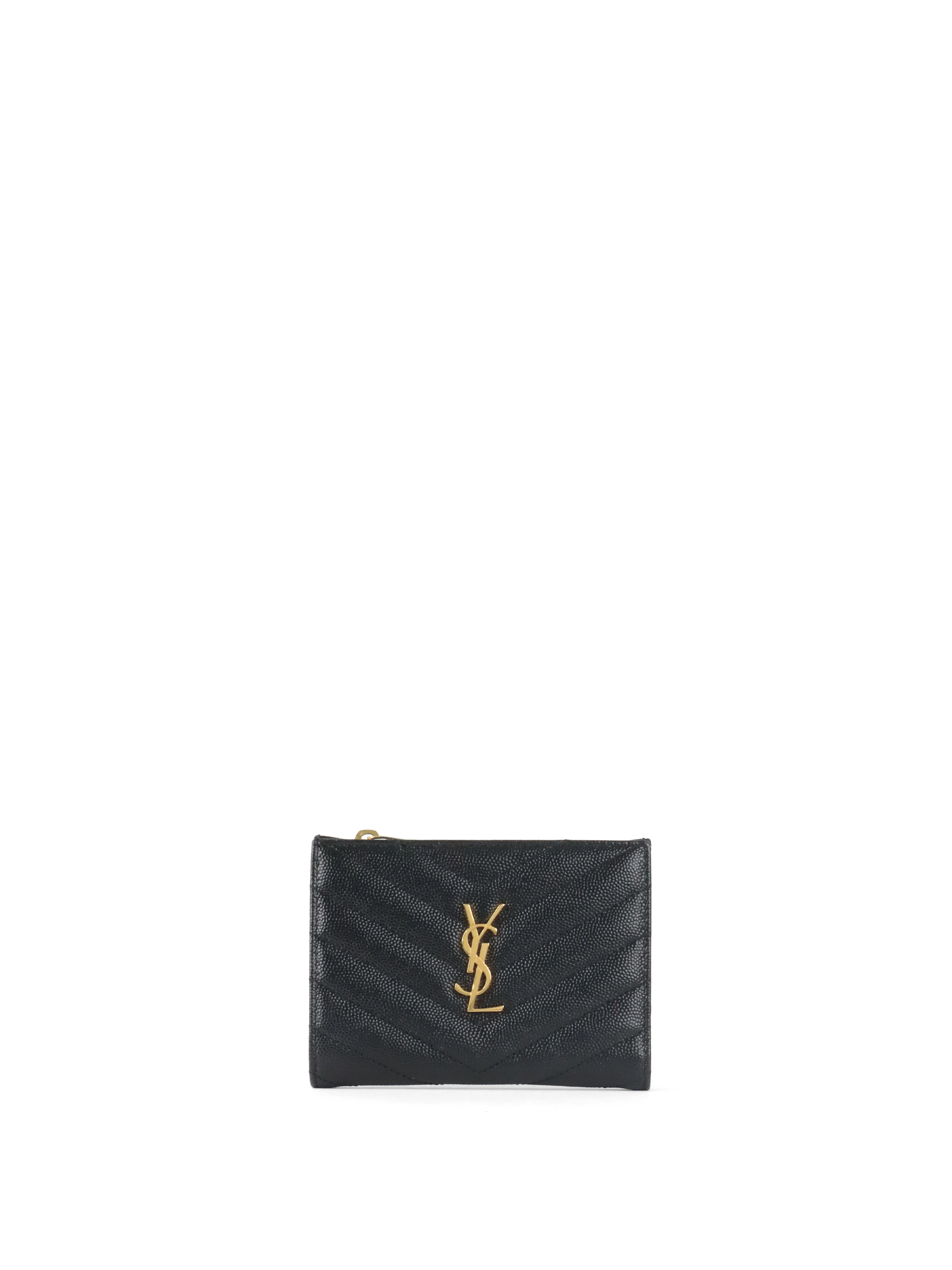 Saint Laurent Black Zipped Leather Wallet