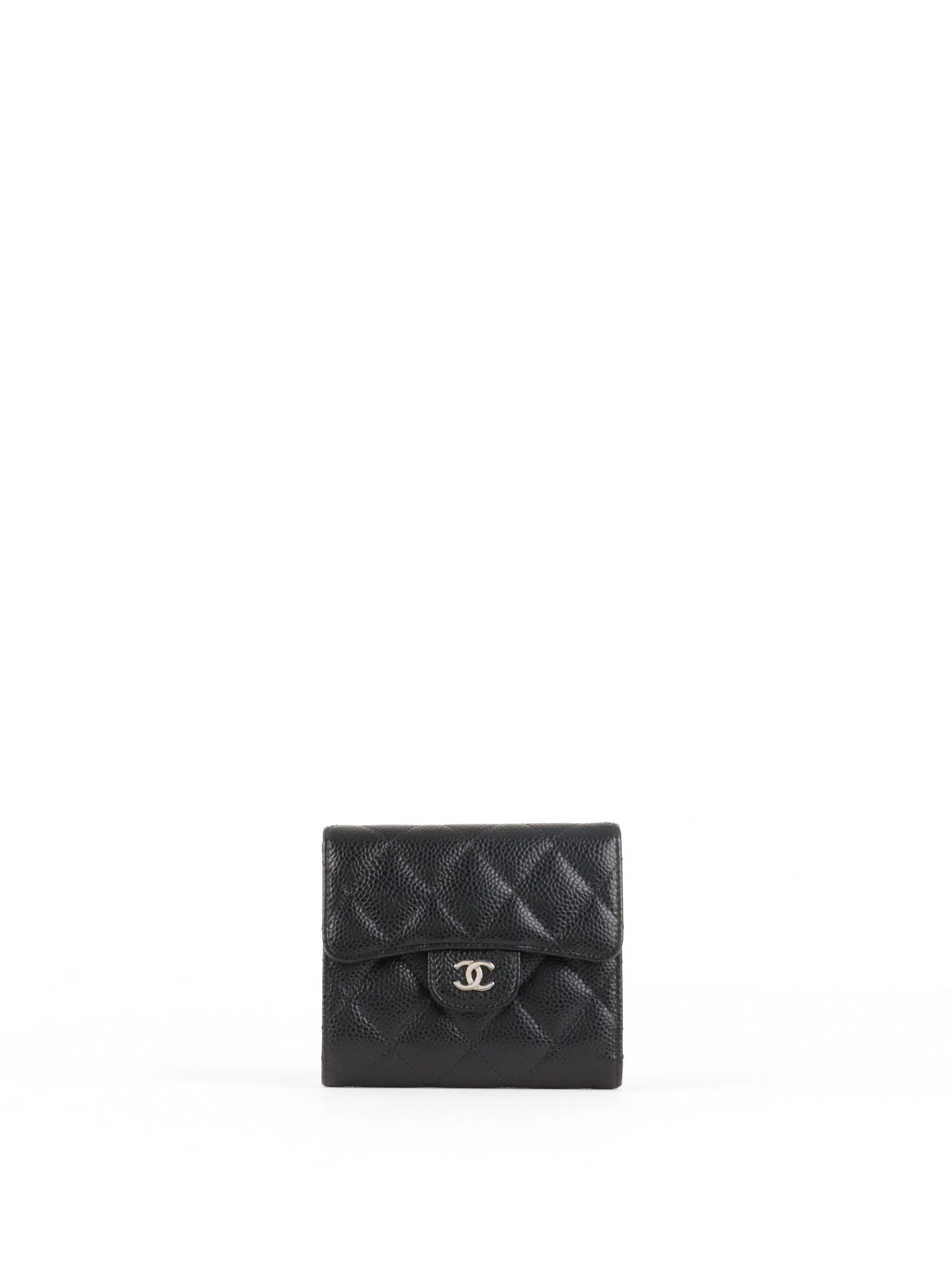 Chanel Small Black Caviar Flap Wallet SHW