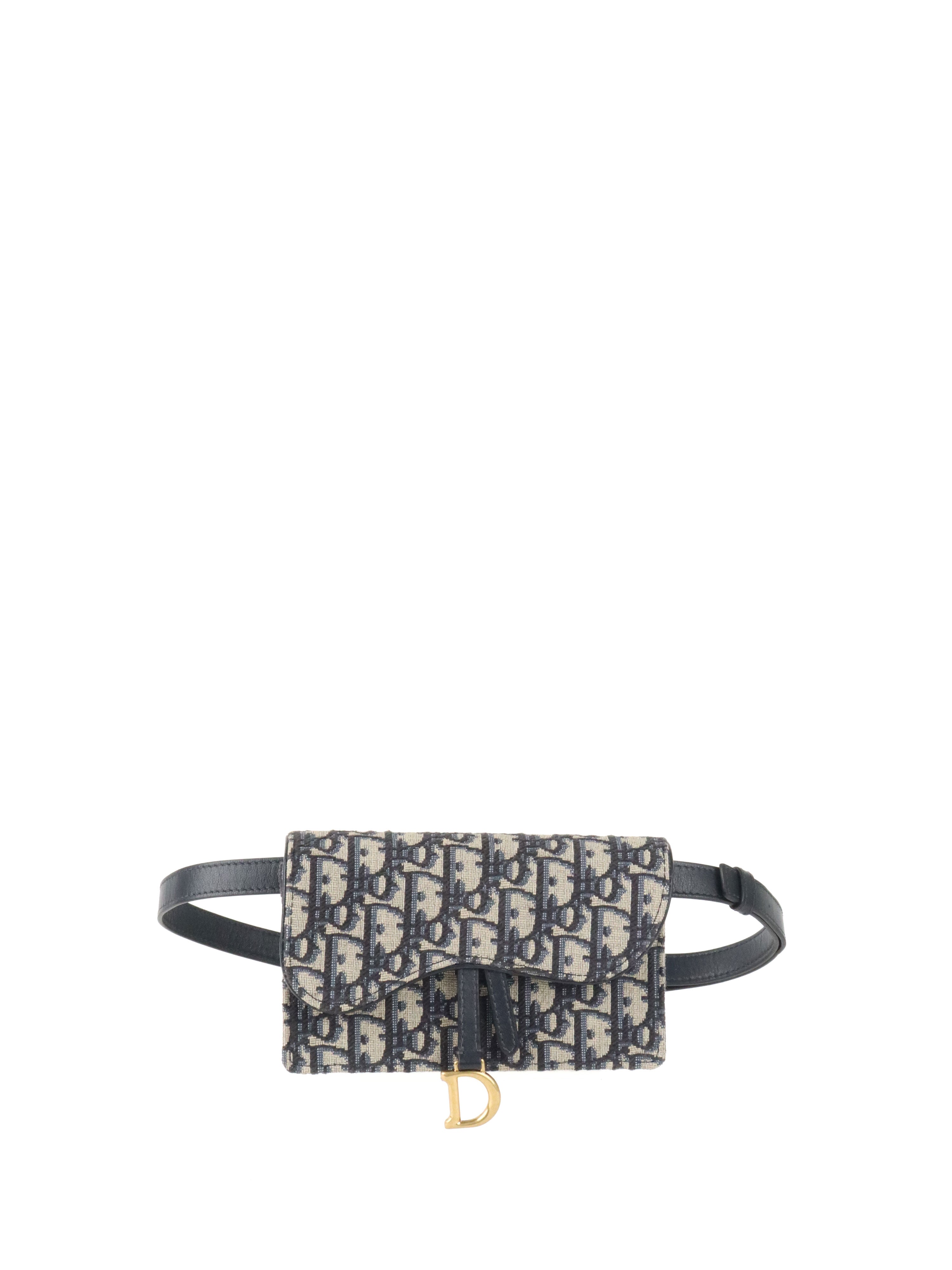 Dior Navy Oblique Saddle Belt Bag