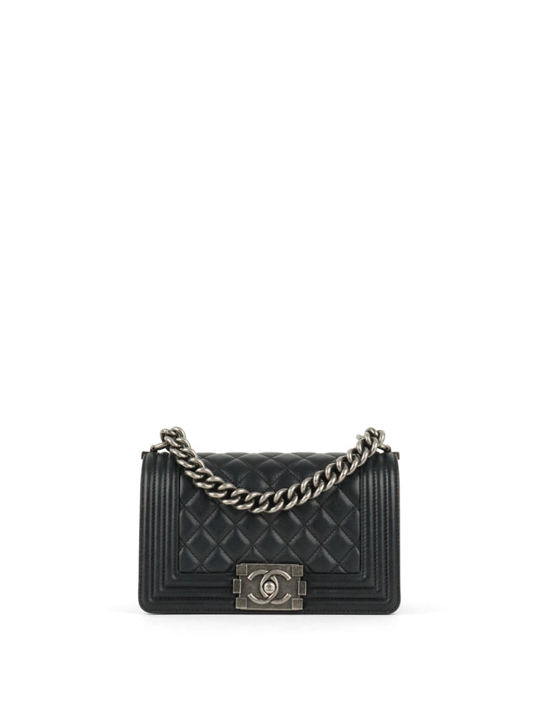Chanel Black Caviar Boy Wallet On Chain GHW