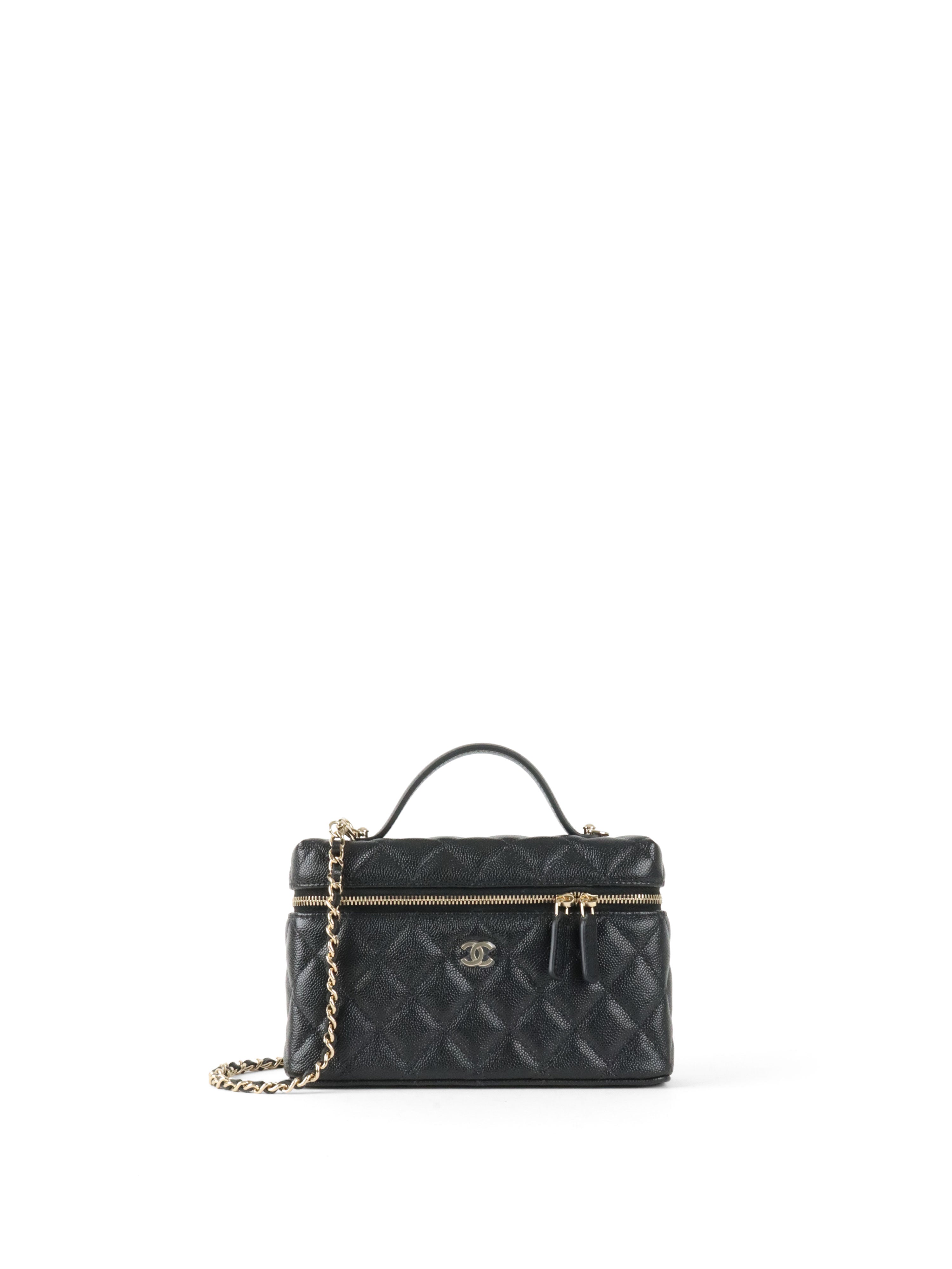 Chanel Black Caviar Classic Vanity With Chain