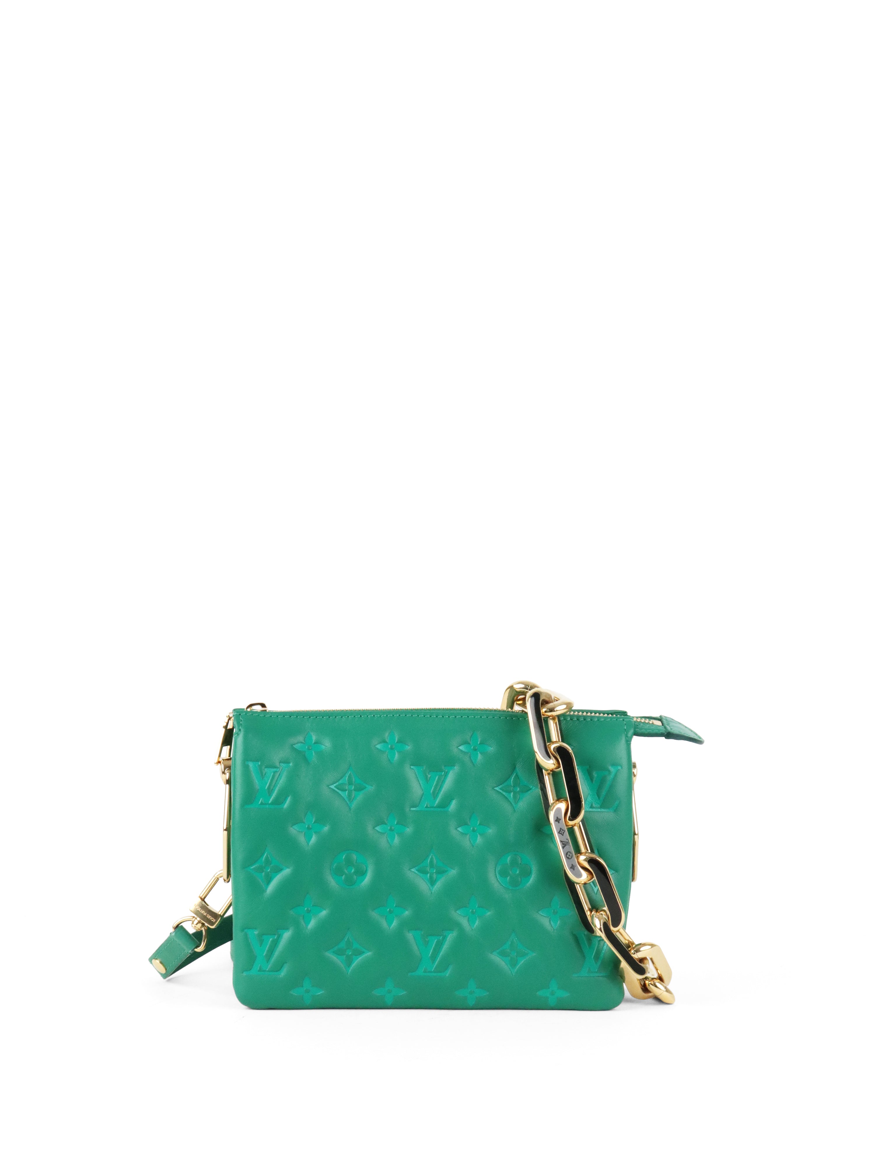 Louis Vuitton Vert Green Monogram Embossed Puffy Coussin BB Bag GHW