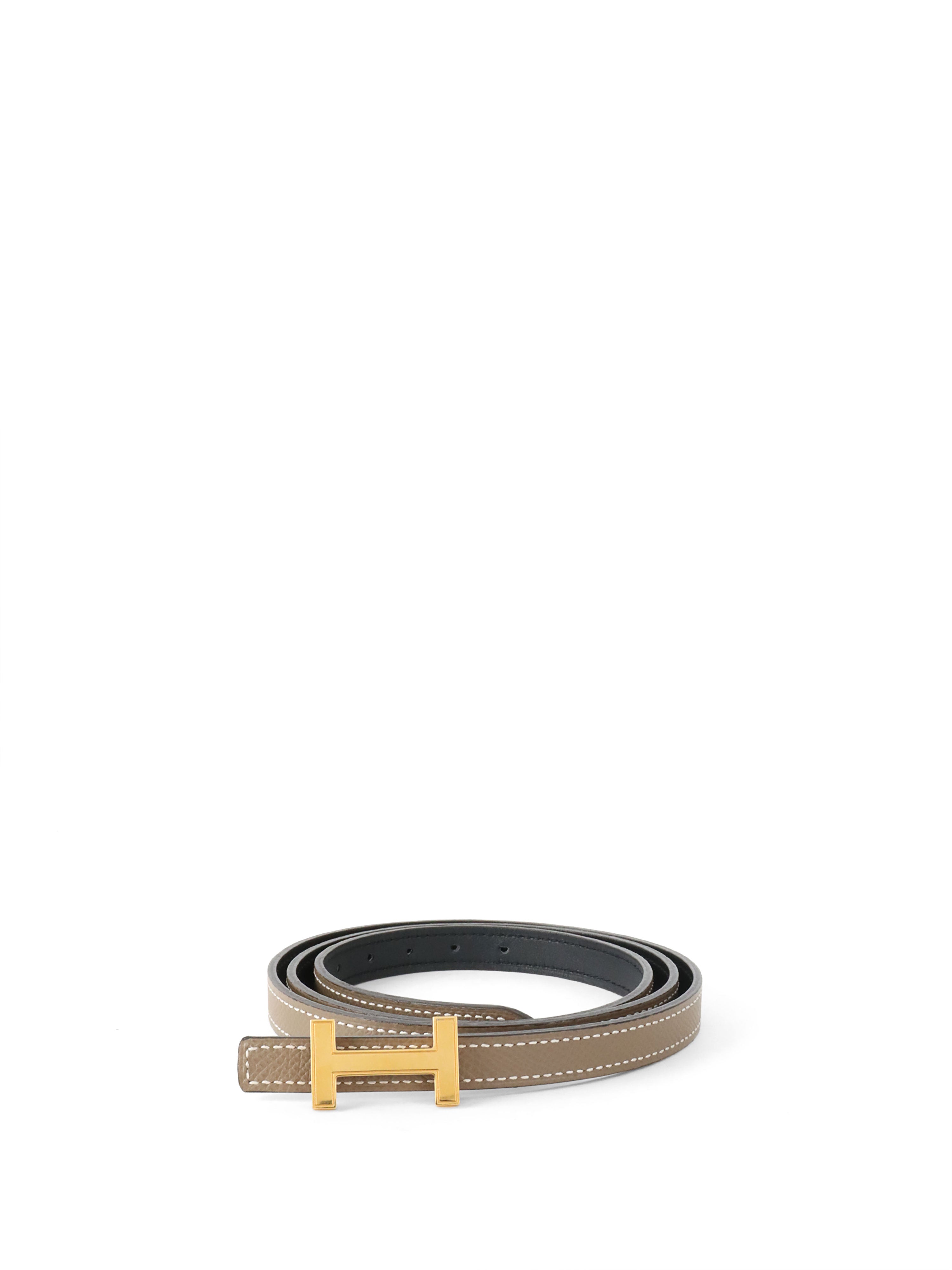 Hermes Noir/Etoupe Mini Reversible Belt 13mm