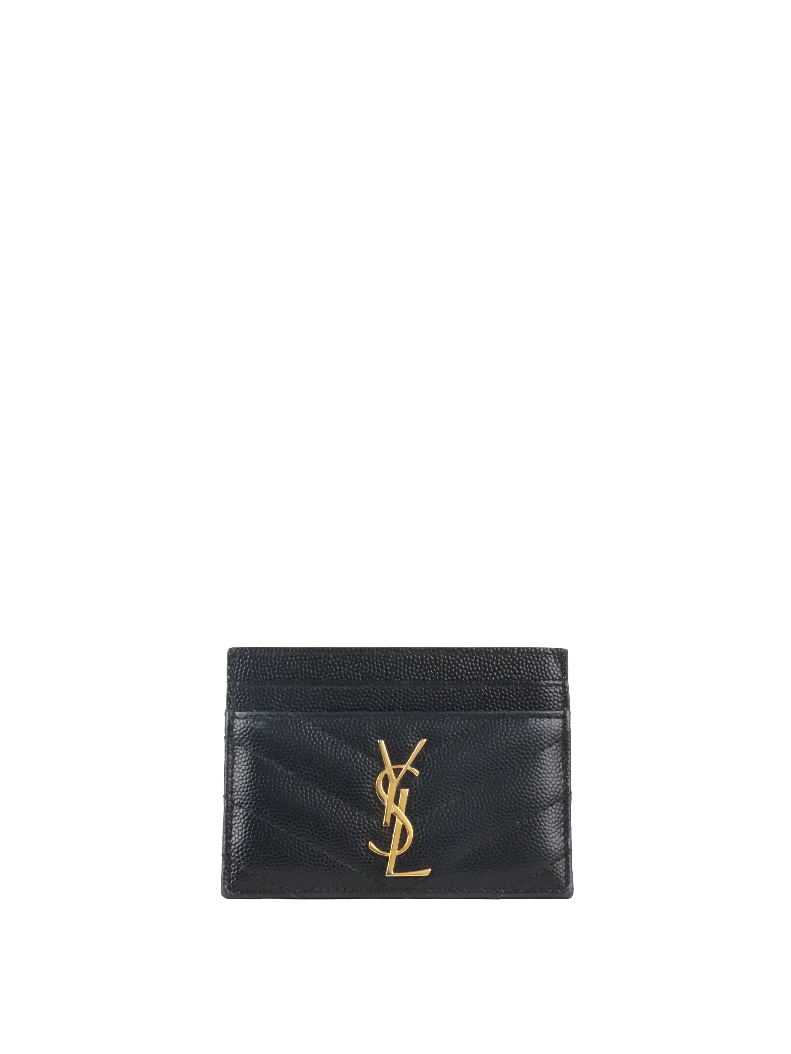 Saint Laurent Black Cassandre Matelasse Card Holder