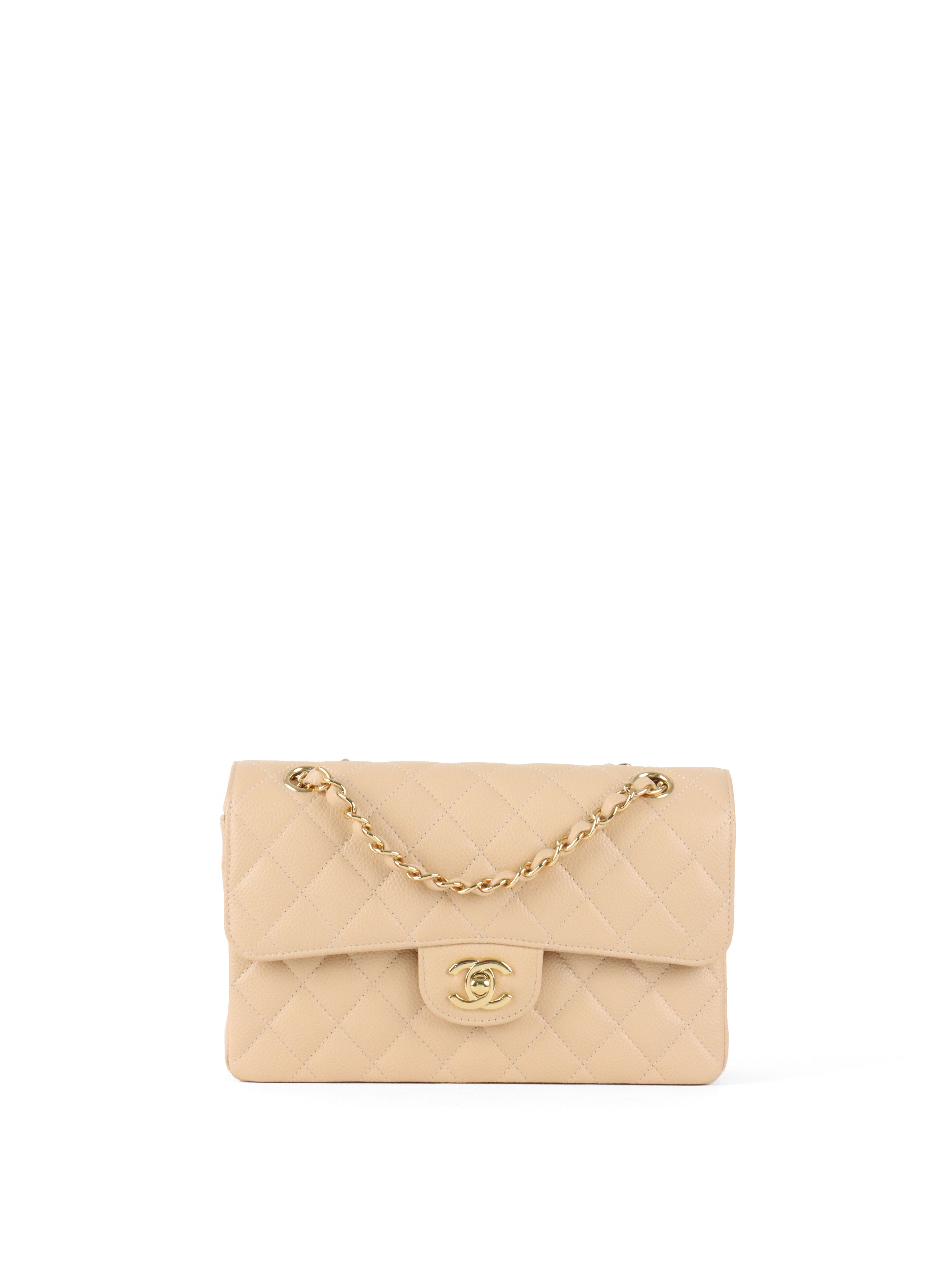 Chanel Small Beige Caviar Classic Flap