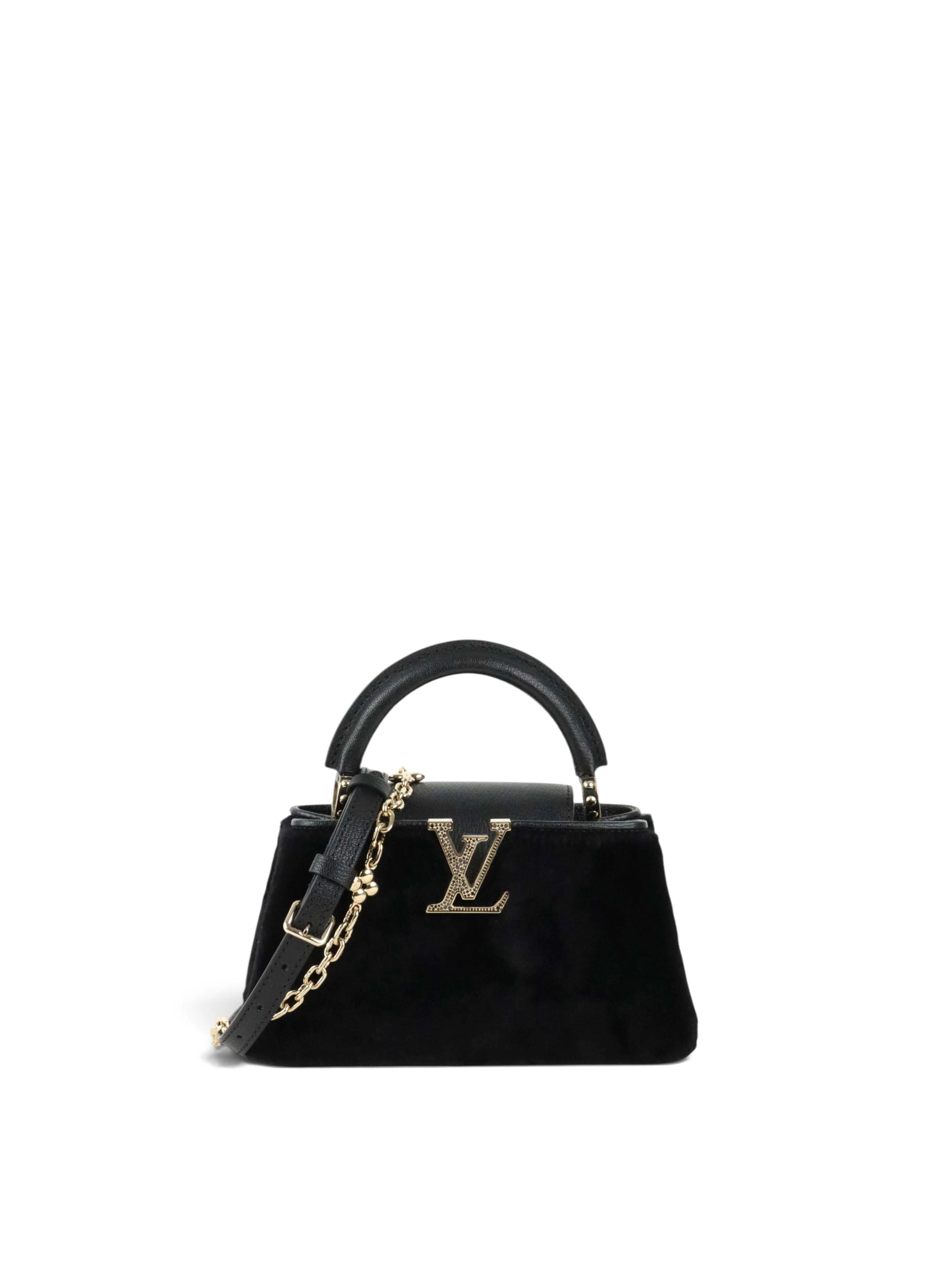 Louis Vuitton Black Sherling Mini East West Capucines