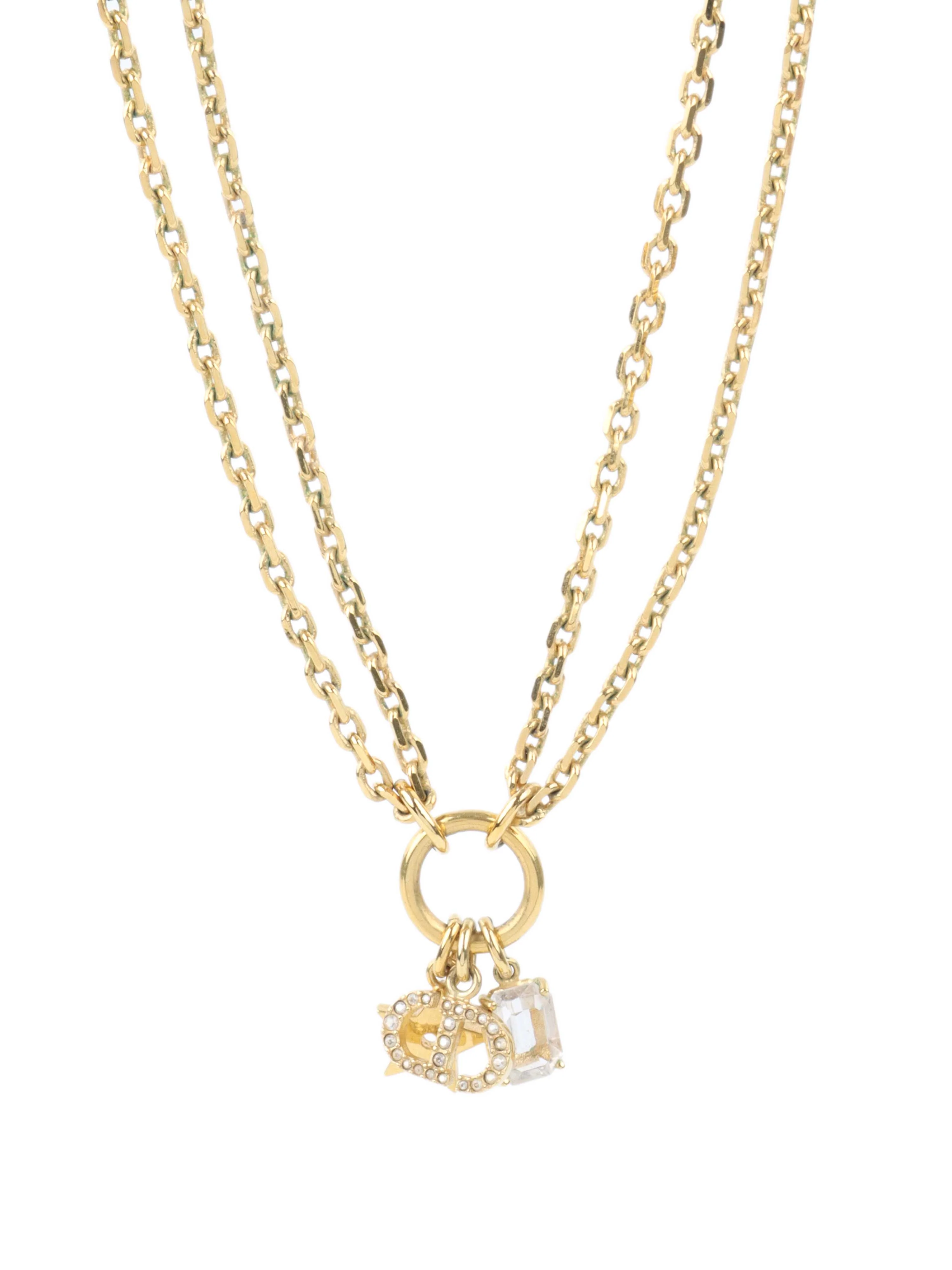 Dior CD Gold chain with Crystal Charm Choker