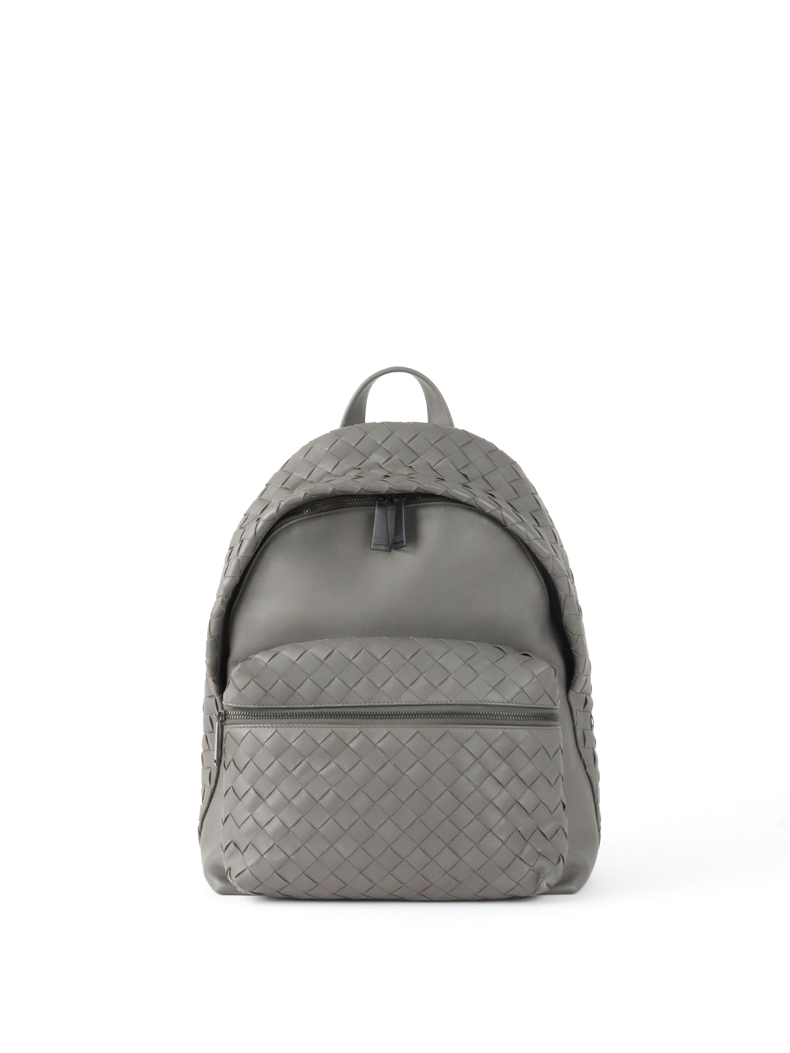 Bottega Veneta Grey Intrecciato Leather Backpack