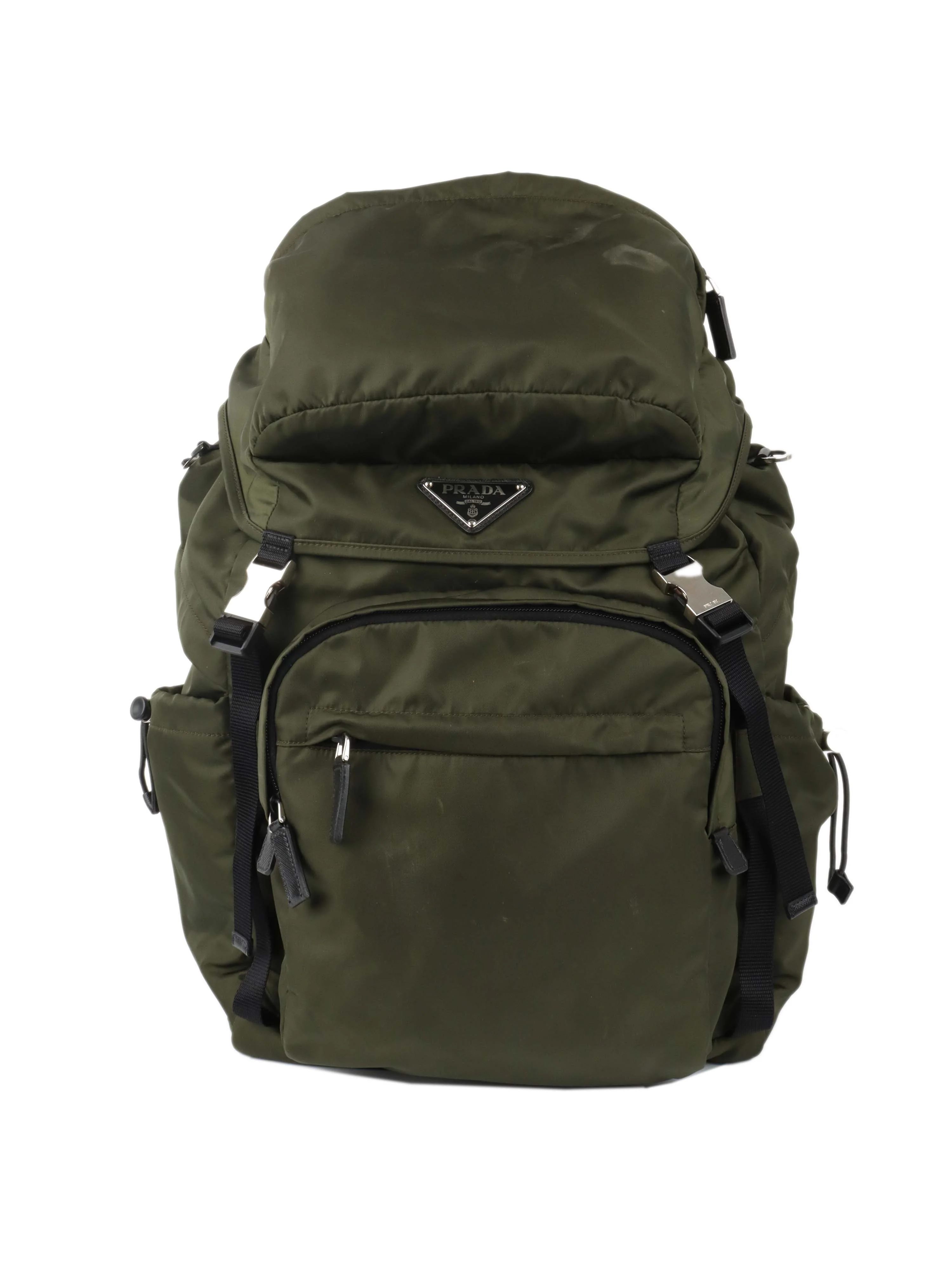 Prada Green Nylon Buckled Backpack.
